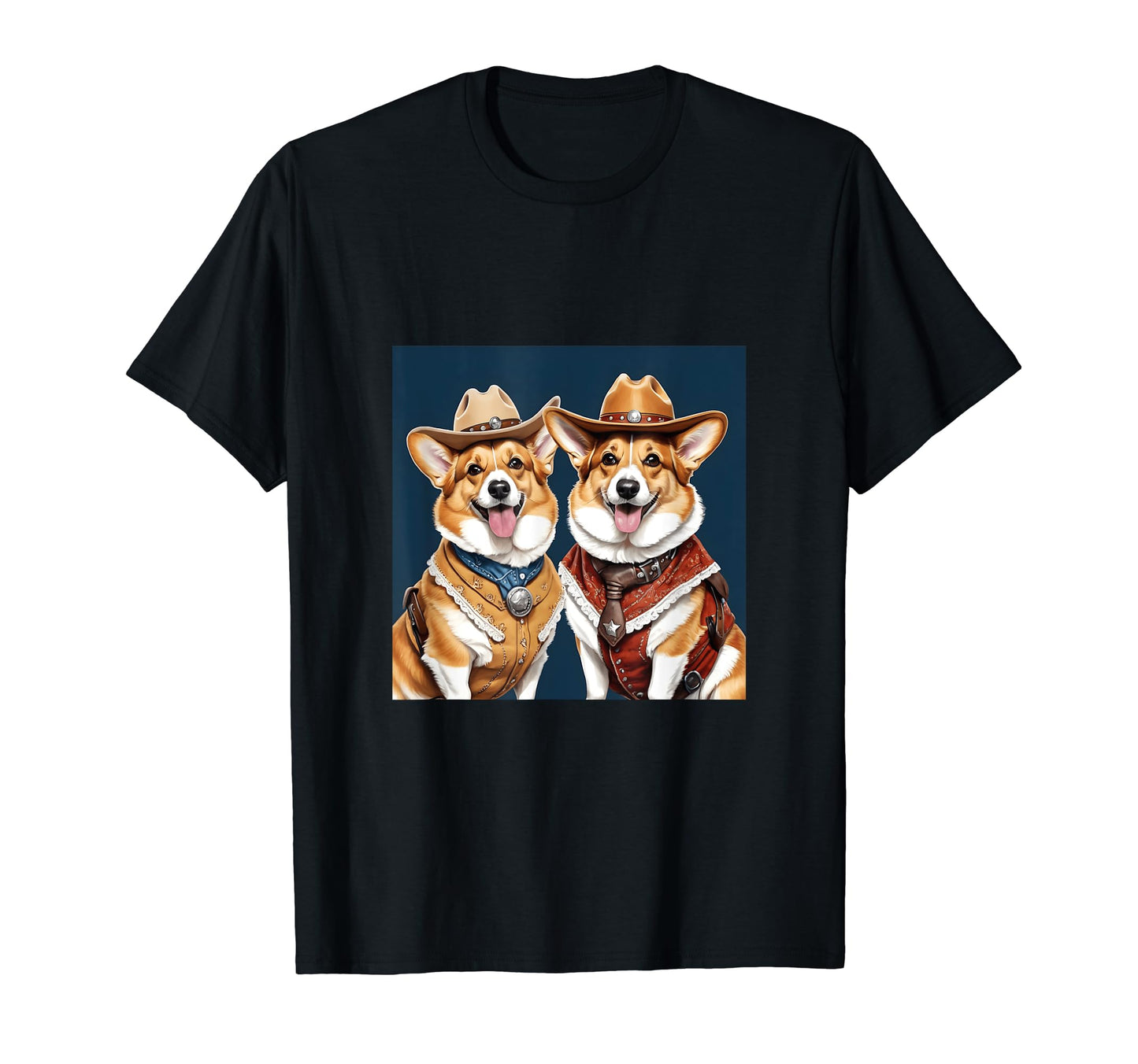 Welsh Corgis Cowboys Art T-Shirt - Novelty Apparel Unisex - T-Shirt, Sweatshirt, Hoodie