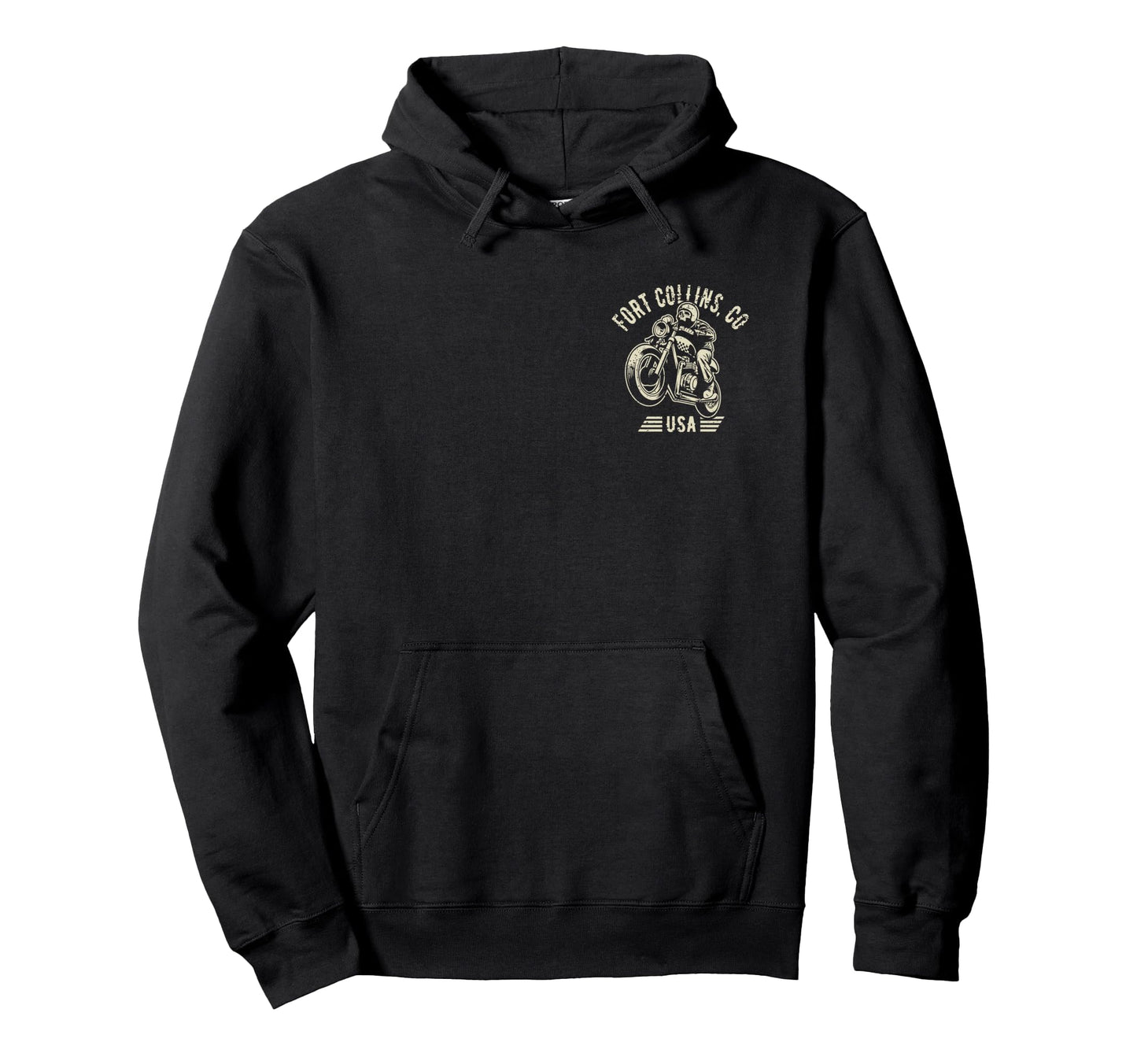 Fort Collins Colorado Motorcycle Skull Hoodie - Graphic Print for Adults - T-Shirt, Sweatshirt, Hoodie