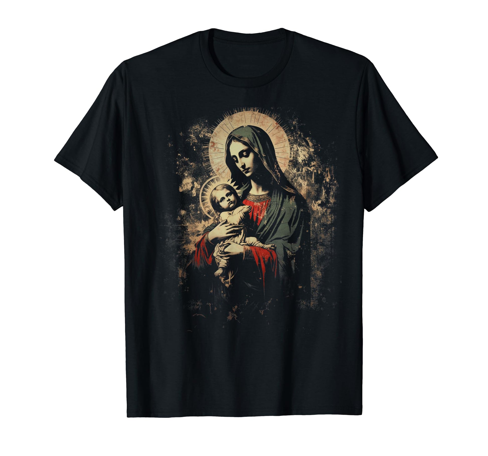 Mary Jesus Distressed 90S Goth Grunge T-Shirt - Trendy Graphic for Adults - T-Shirt, Sweatshirt, Hoodie