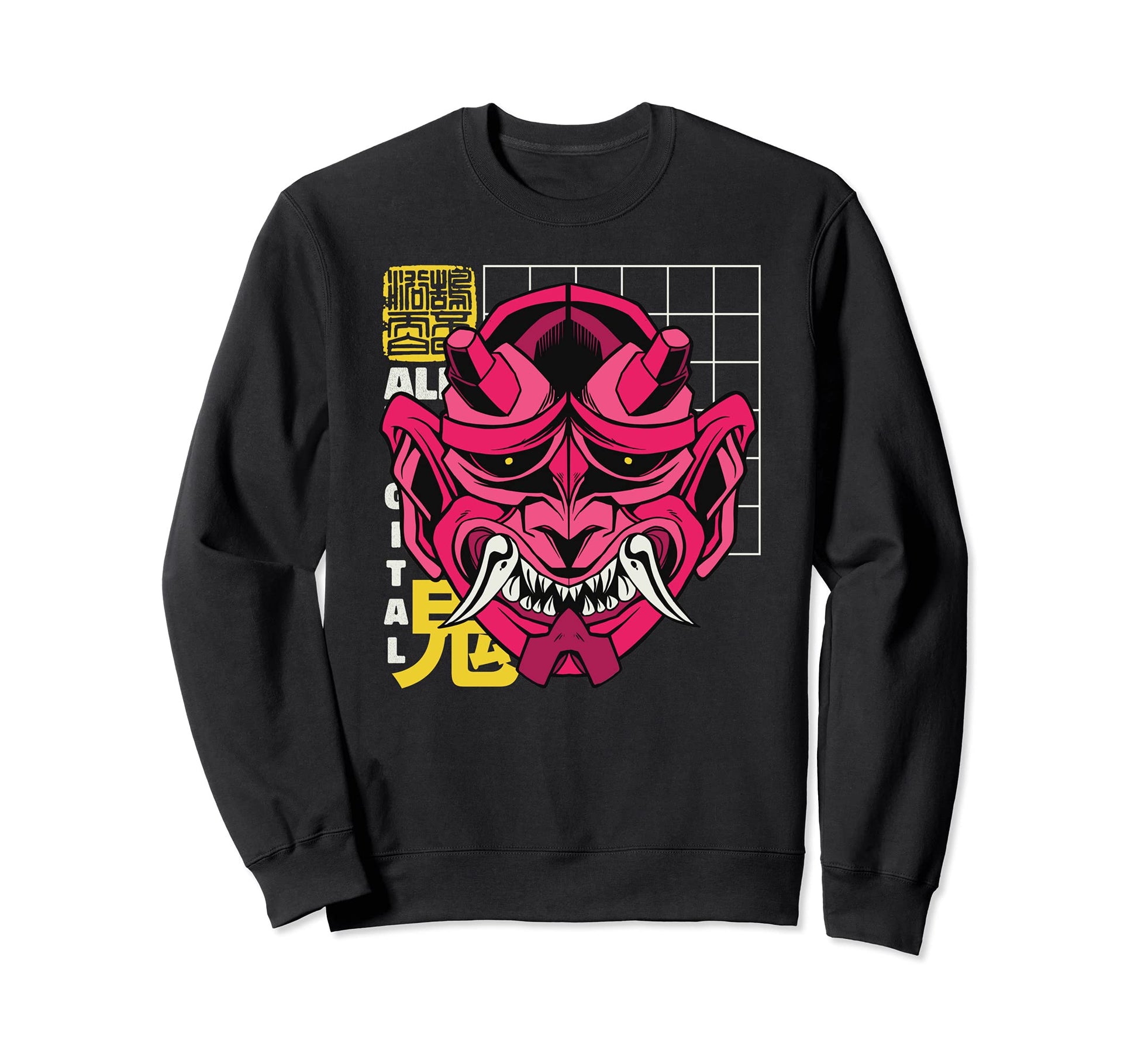 Vaporwave Oni Aesthetic Japanese Sweatshirt - Novelty Apparel for Adults - T-Shirt, Sweatshirt, Hoodie