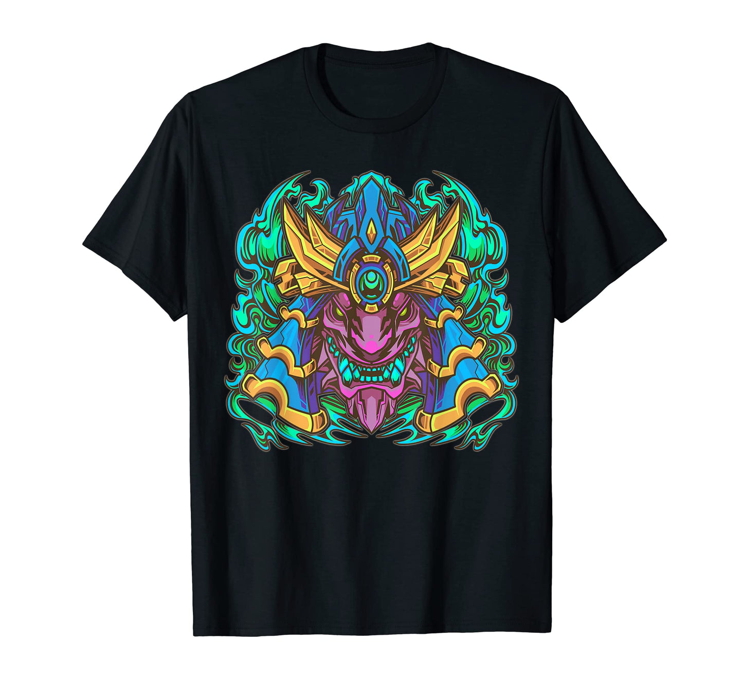 Japanese Cyberpunk Samurai Demon Mask T-Shirt - Fun Novelty Design Unisex - T-Shirt, Sweatshirt, Hoodie