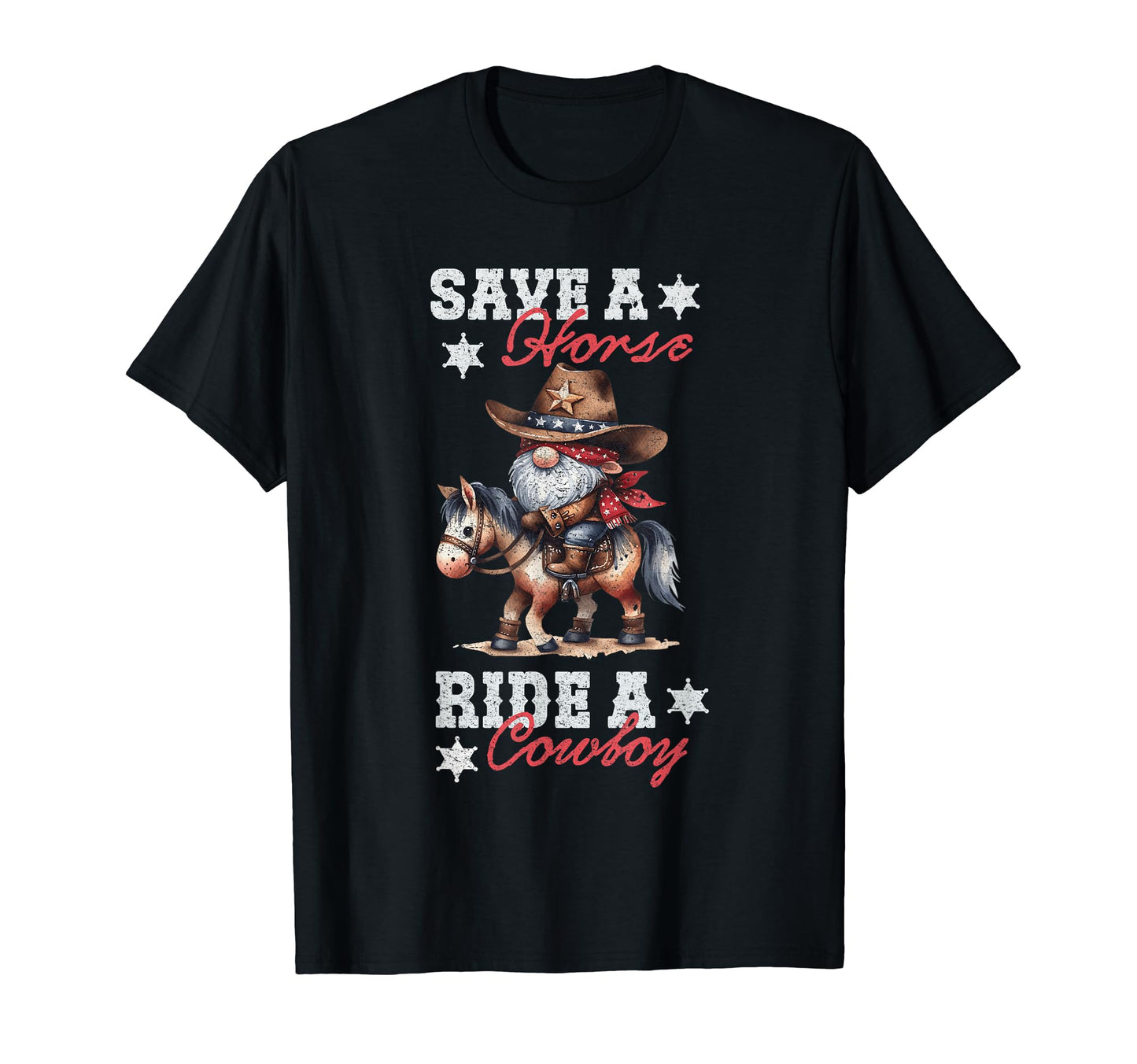 Save Horse Ride Cowboy Gnome 4Th T-Shirt - Casual Everyday Wear Men Women - T-Shirt, Sweatshirt, Hoodie