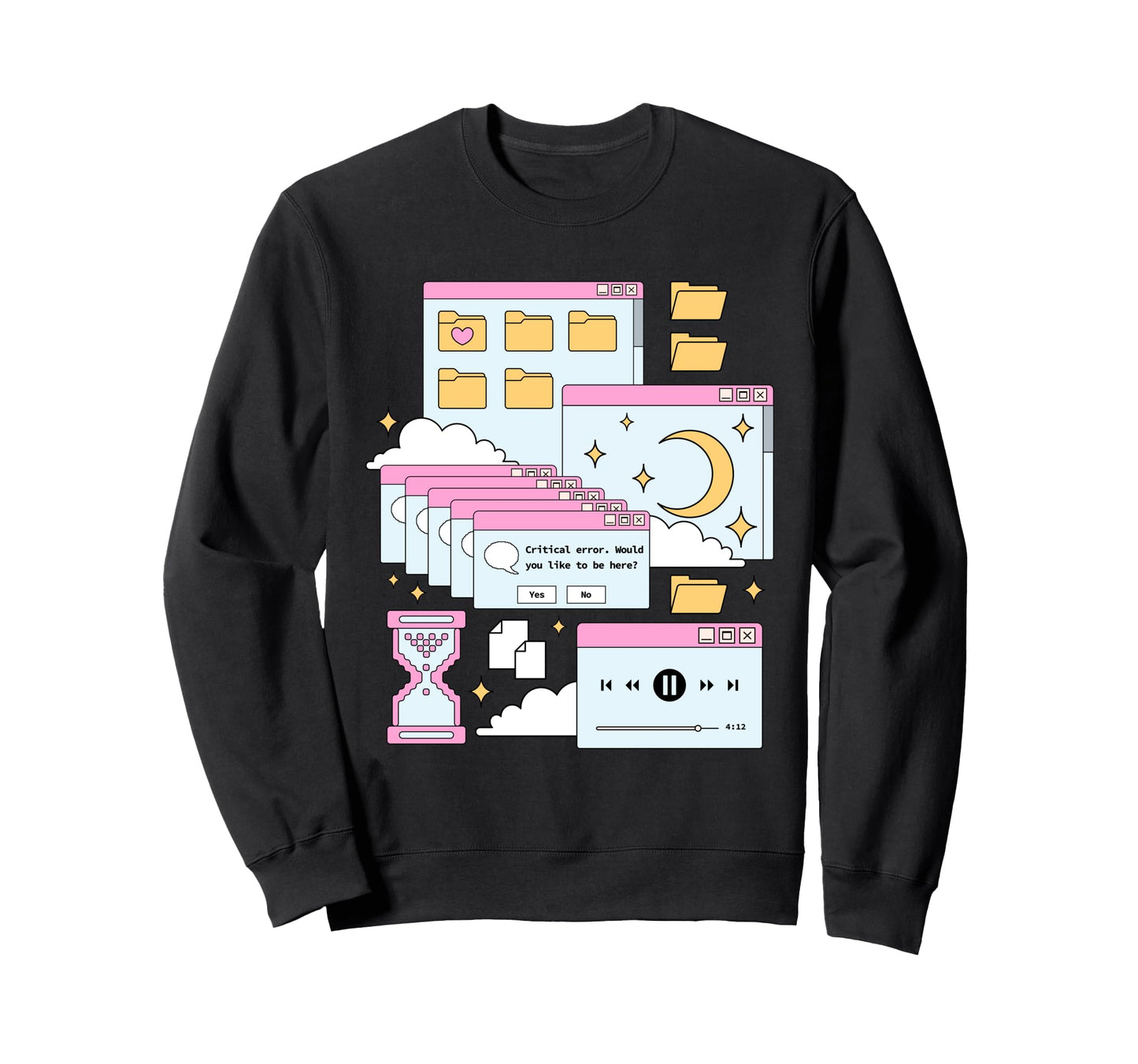 Vaporwave Browser Kawaii E Sweatshirt - Custom Art Print Men Women - T-Shirt, Sweatshirt, Hoodie