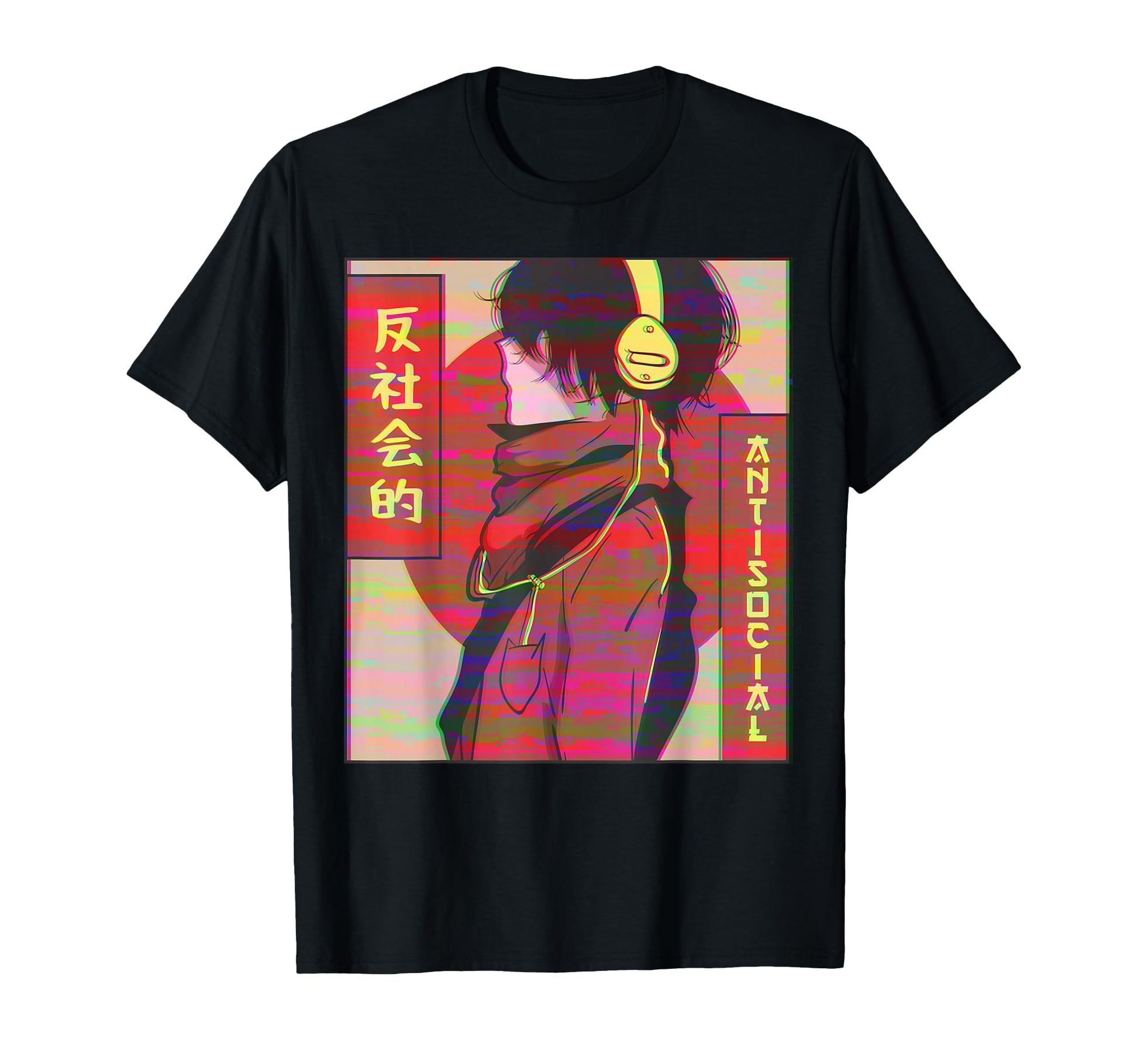 Antisocial Anime Japanese Vaporwave T-Shirt - Novelty Apparel for Adults - T-Shirt, Sweatshirt, Hoodie