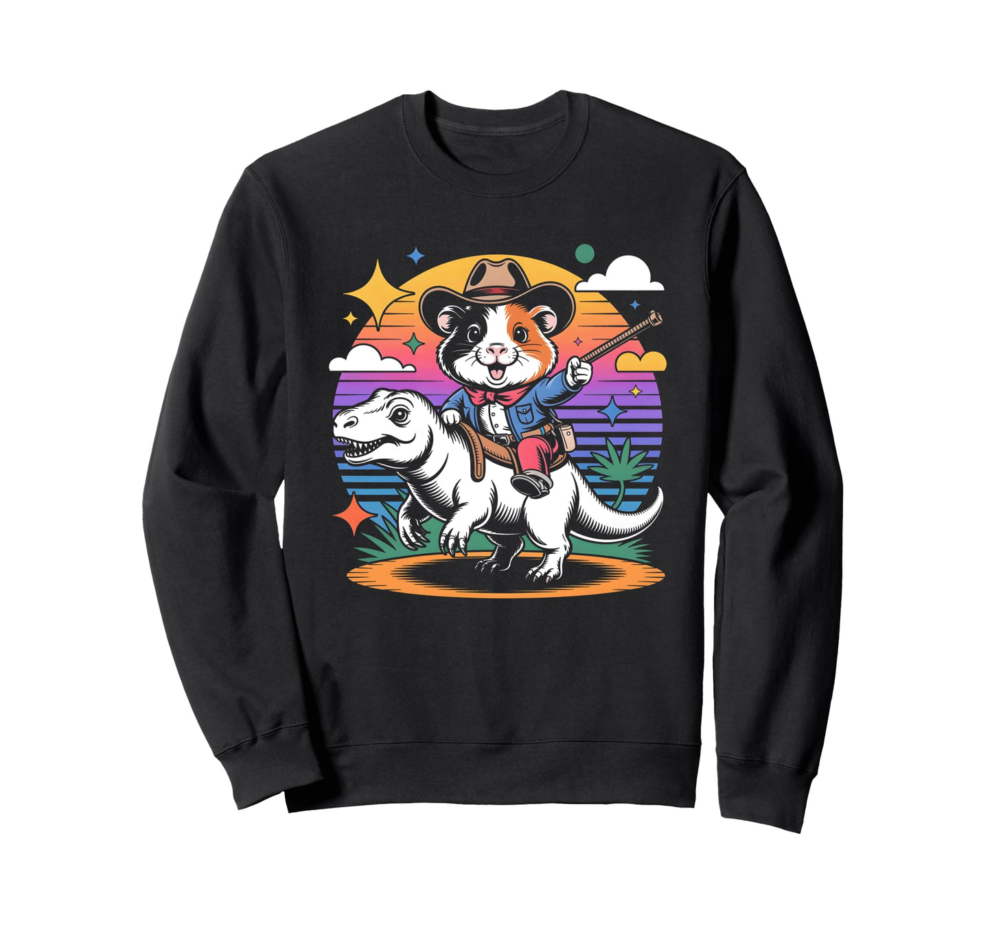 Guinea Pig Cowboy Dinosaur Sweatshirt - Aesthetic Graphic for Adults - T-Shirt, Sweatshirt, Hoodie