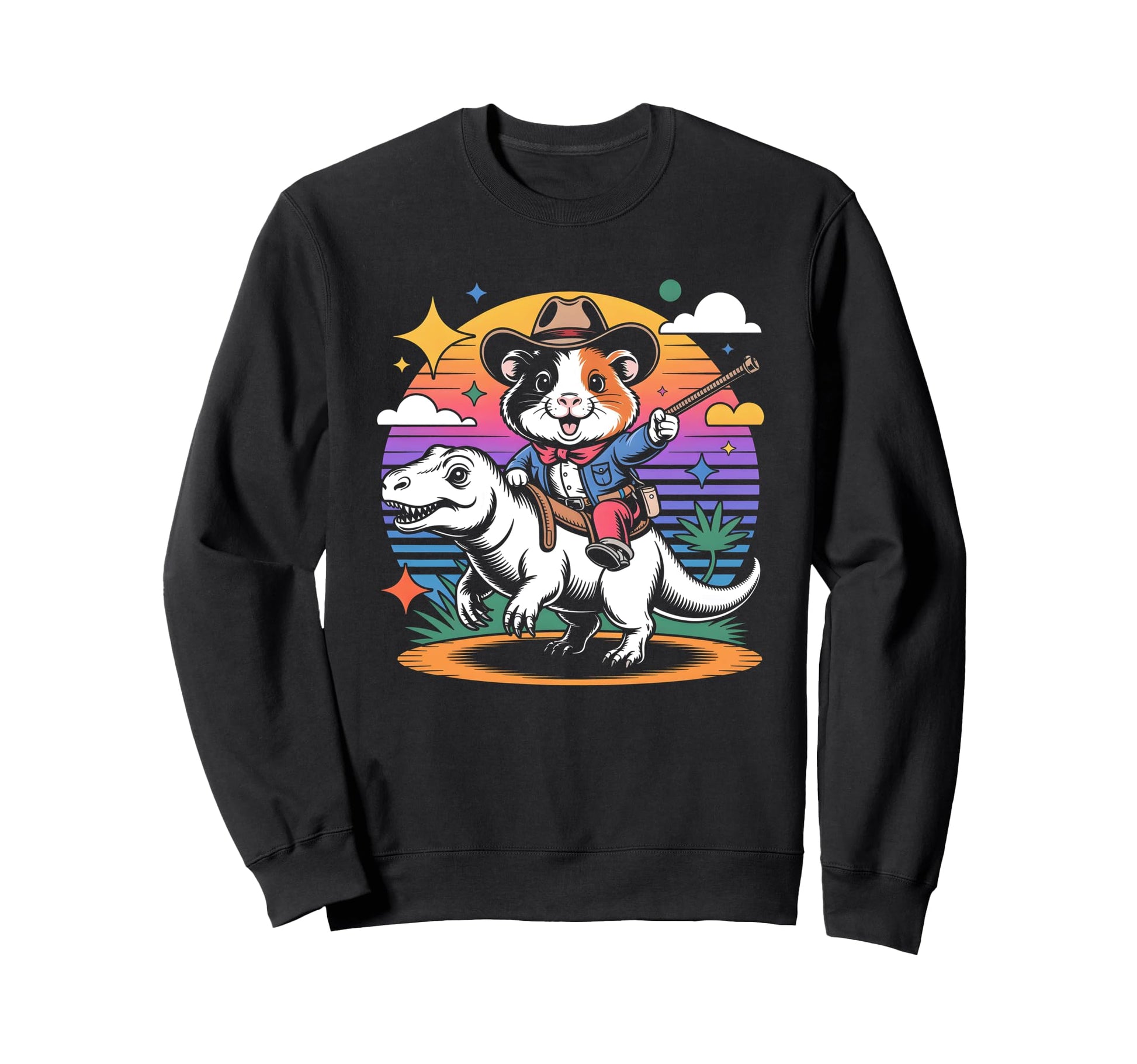 Guinea Pig Cowboy Dinosaur Sweatshirt - Aesthetic Graphic for Adults - T-Shirt, Sweatshirt, Hoodie