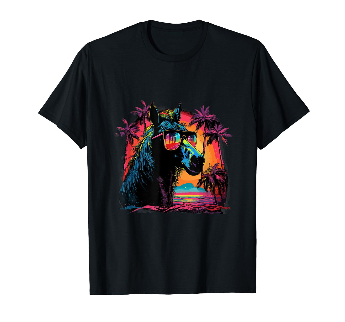 Funny Horse Vaporwave Aesthetic Animal T-Shirt - Trendy Graphic for Adults - T-Shirt, Sweatshirt, Hoodie