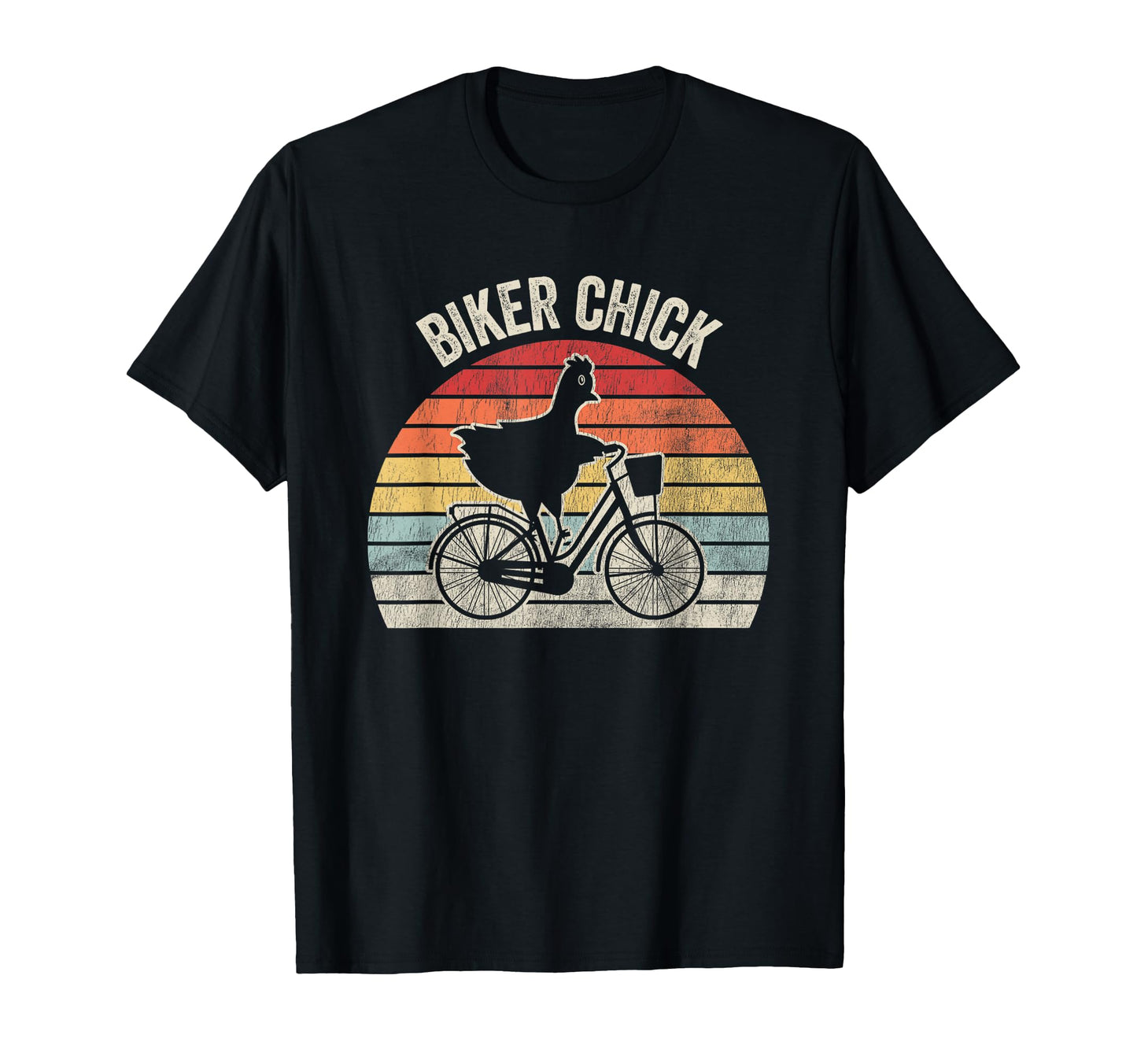 Biker Chick Rainbow Silhouette T-Shirt - Aesthetic Graphic Men Women - T-Shirt, Sweatshirt, Hoodie