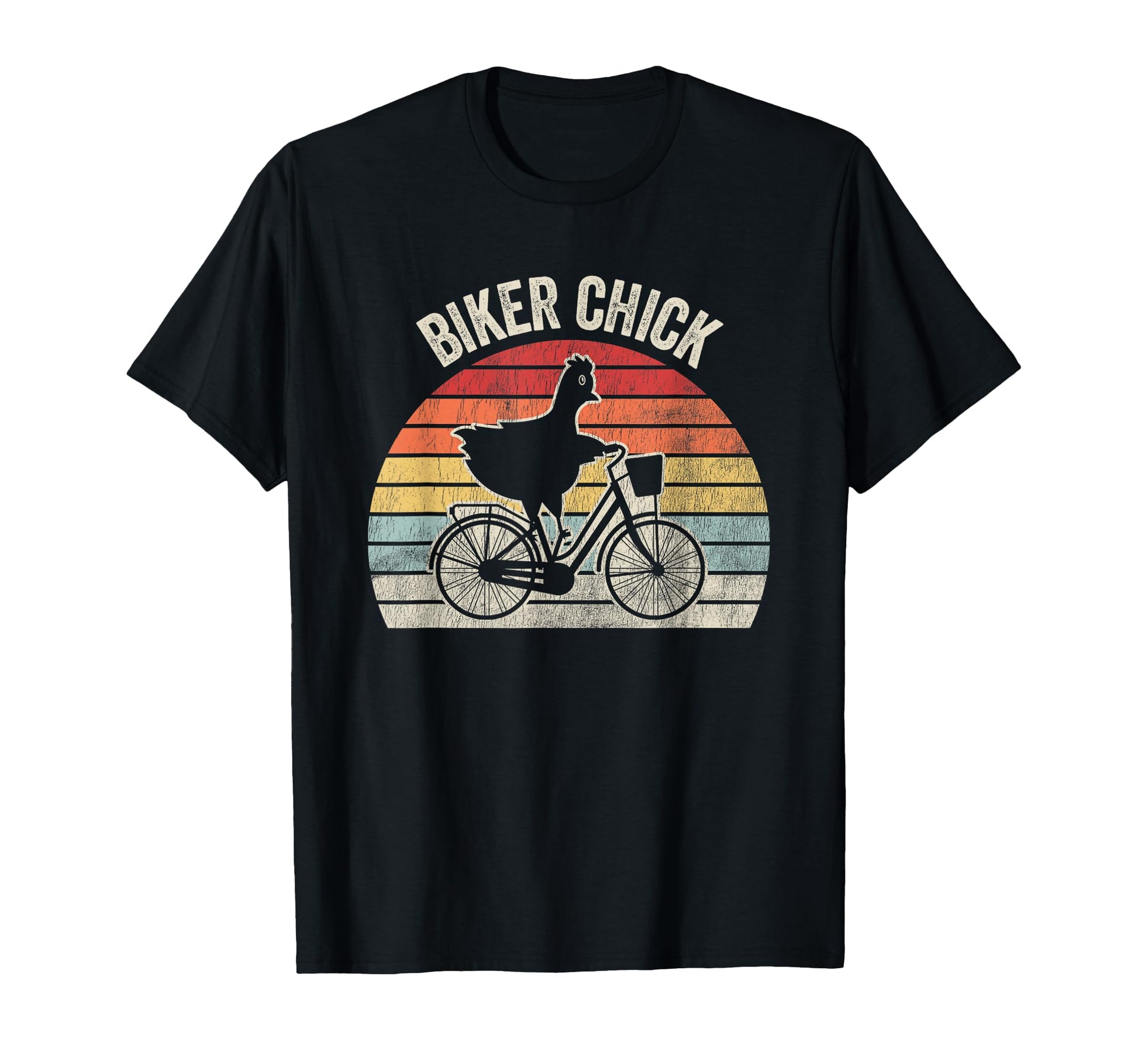Biker Chick Rainbow Silhouette T-Shirt - Aesthetic Graphic Men Women - T-Shirt, Sweatshirt, Hoodie