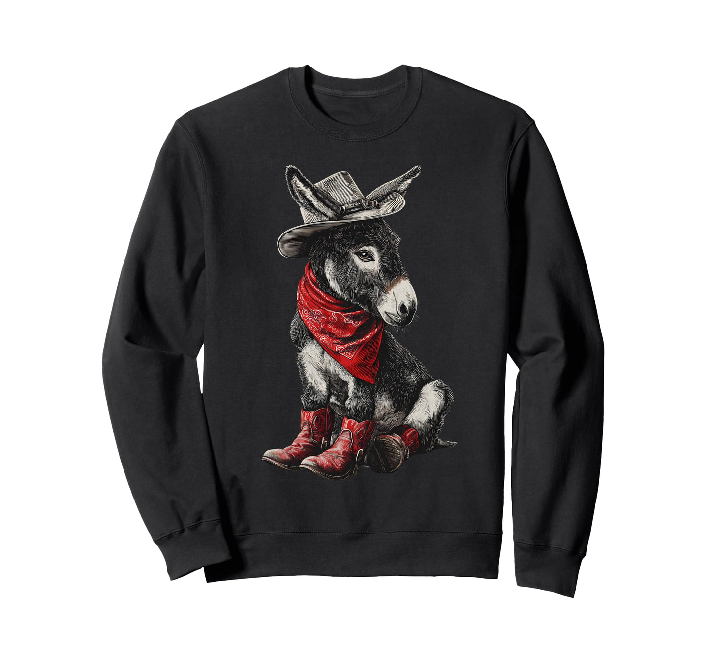 Donkey Cowboy Rodeo Cowgirl Western Sweatshirt - Graphic Print for Adults - T-Shirt, Sweatshirt, Hoodie