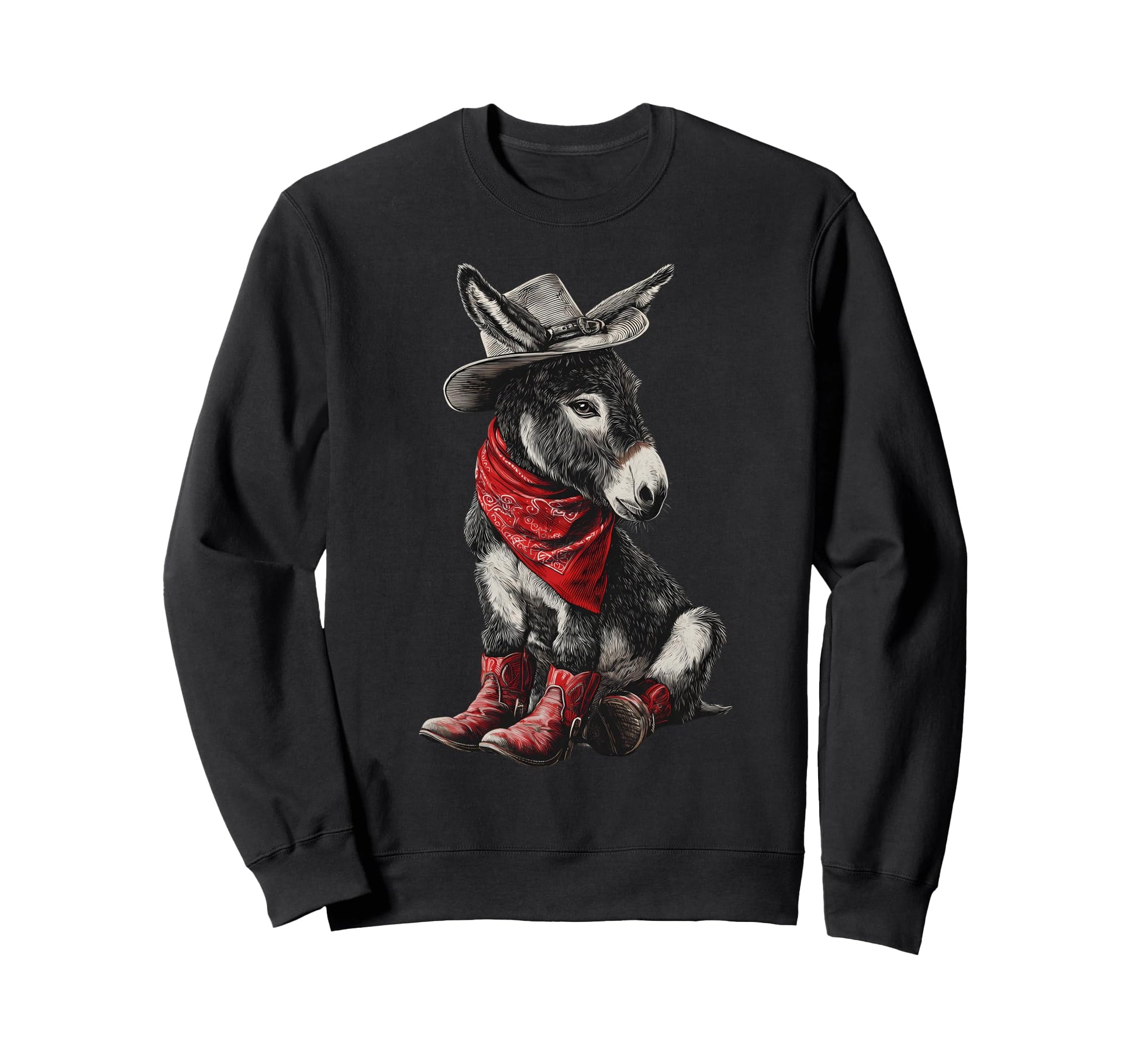 Donkey Cowboy Rodeo Cowgirl Western Sweatshirt - Graphic Print for Adults - T-Shirt, Sweatshirt, Hoodie