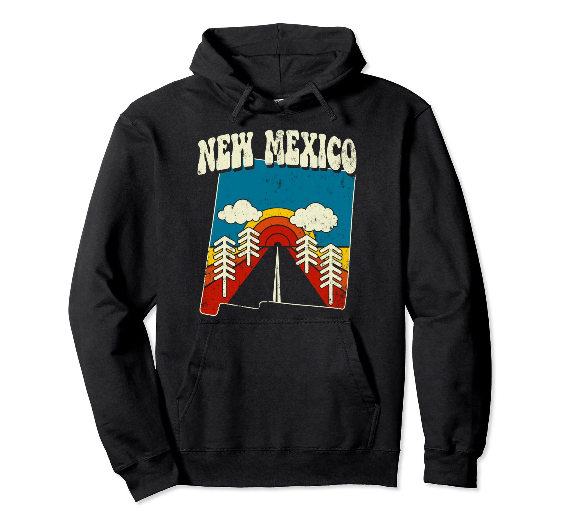 New Mexico State Rainbow Hippie 70S Hoodie - Aesthetic Graphic for Adults - T-Shirt, Sweatshirt, Hoodie