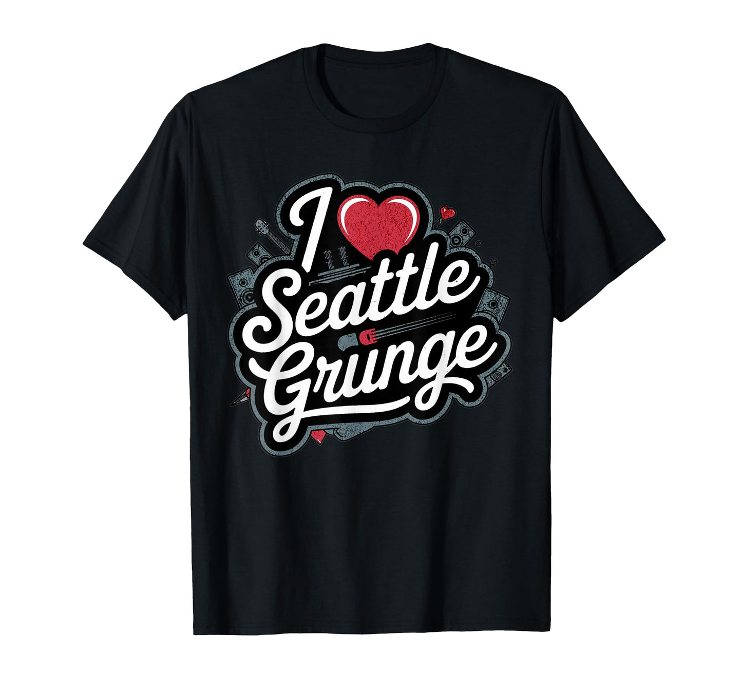 I Love Seattle Grunge Music 90S T-Shirt - Unique Graphic Unisex - T-Shirt, Sweatshirt, Hoodie