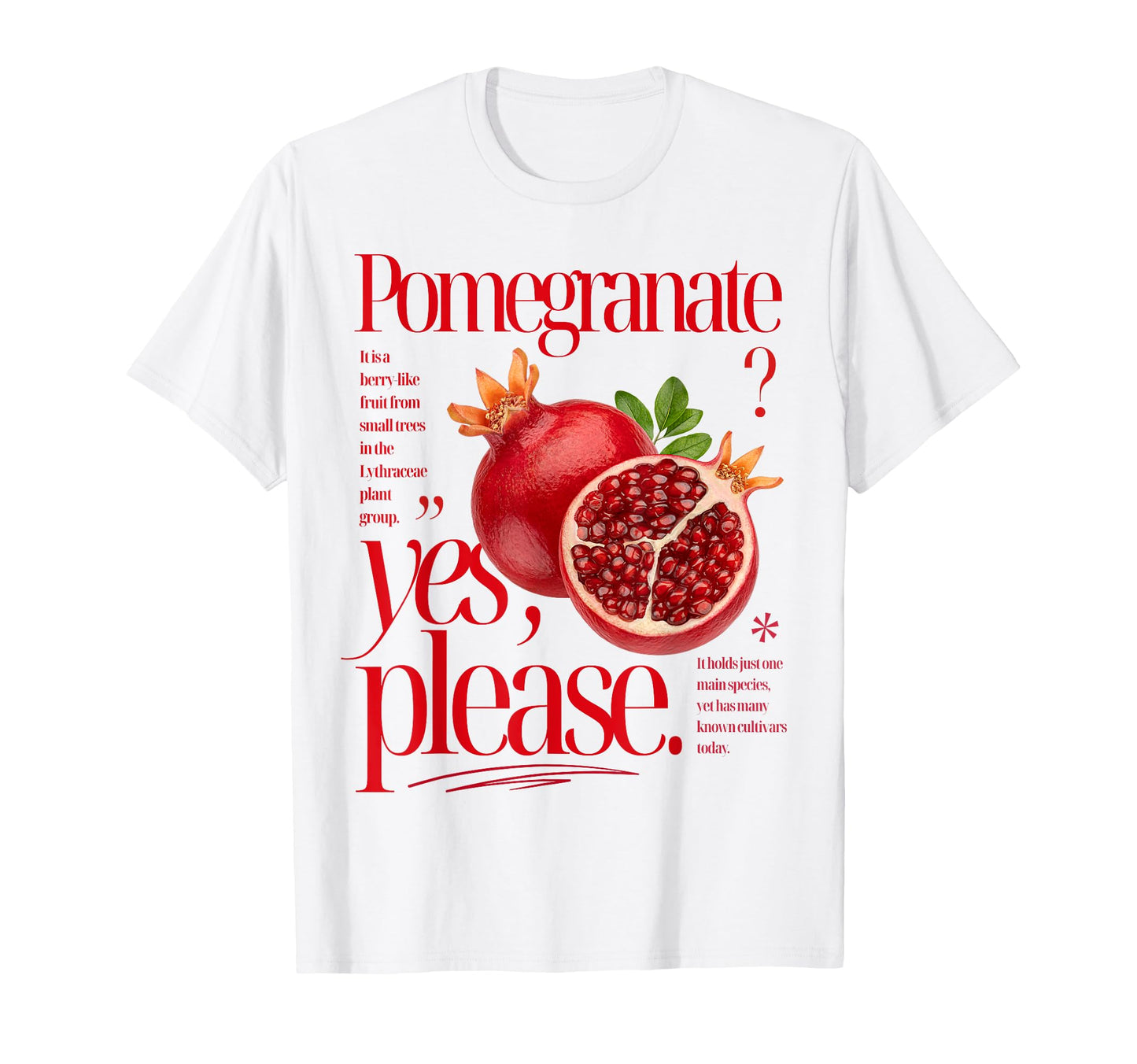 Pomegranate Yes Please Fruit Typography T-Shirt - Trendy Graphic Unisex - T-Shirt, Sweatshirt, Hoodie