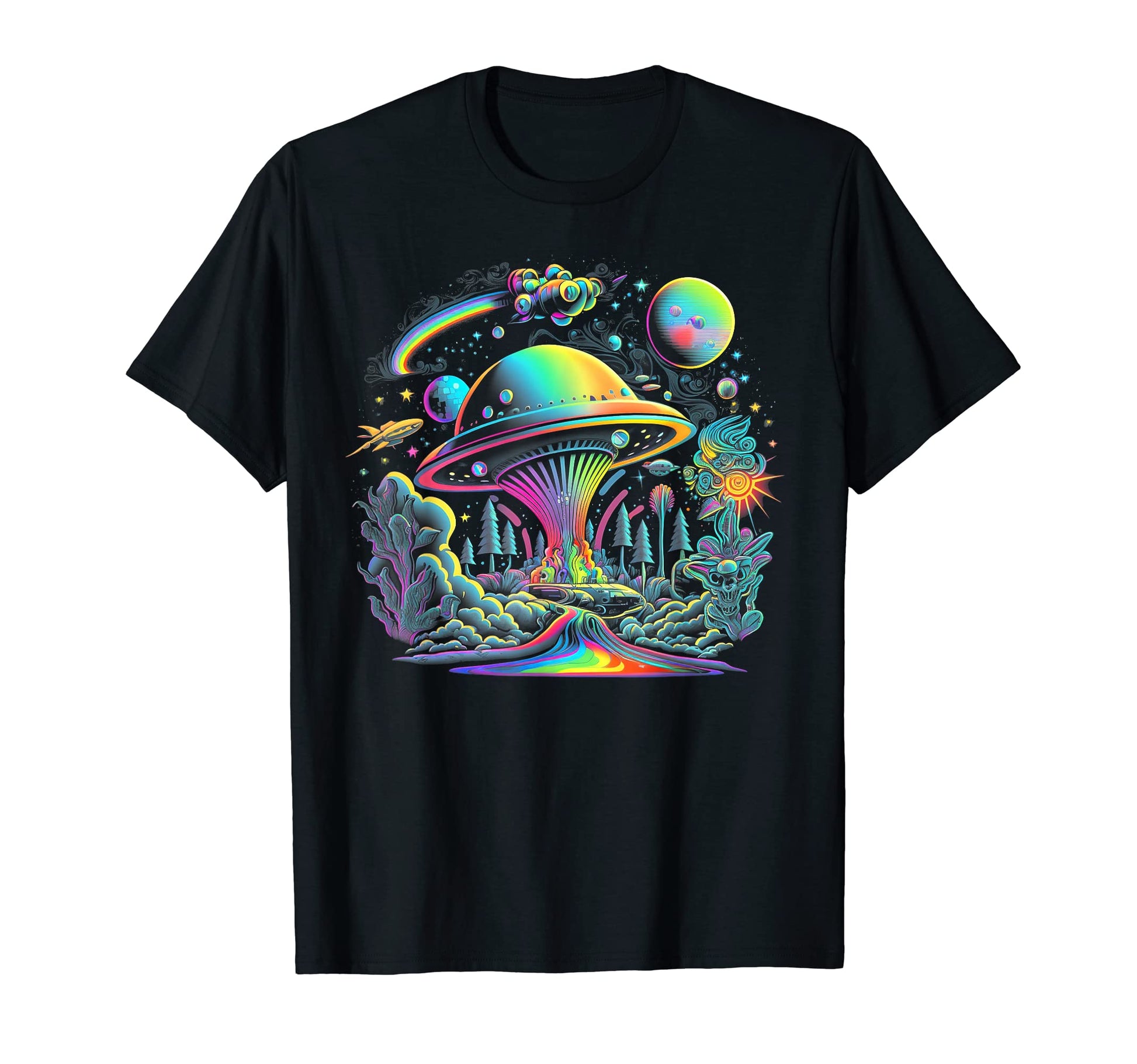 Ufo Funny Alien Mushroom 60S 80S T-Shirt - Aesthetic Graphic for Adults - T-Shirt, Sweatshirt, Hoodie