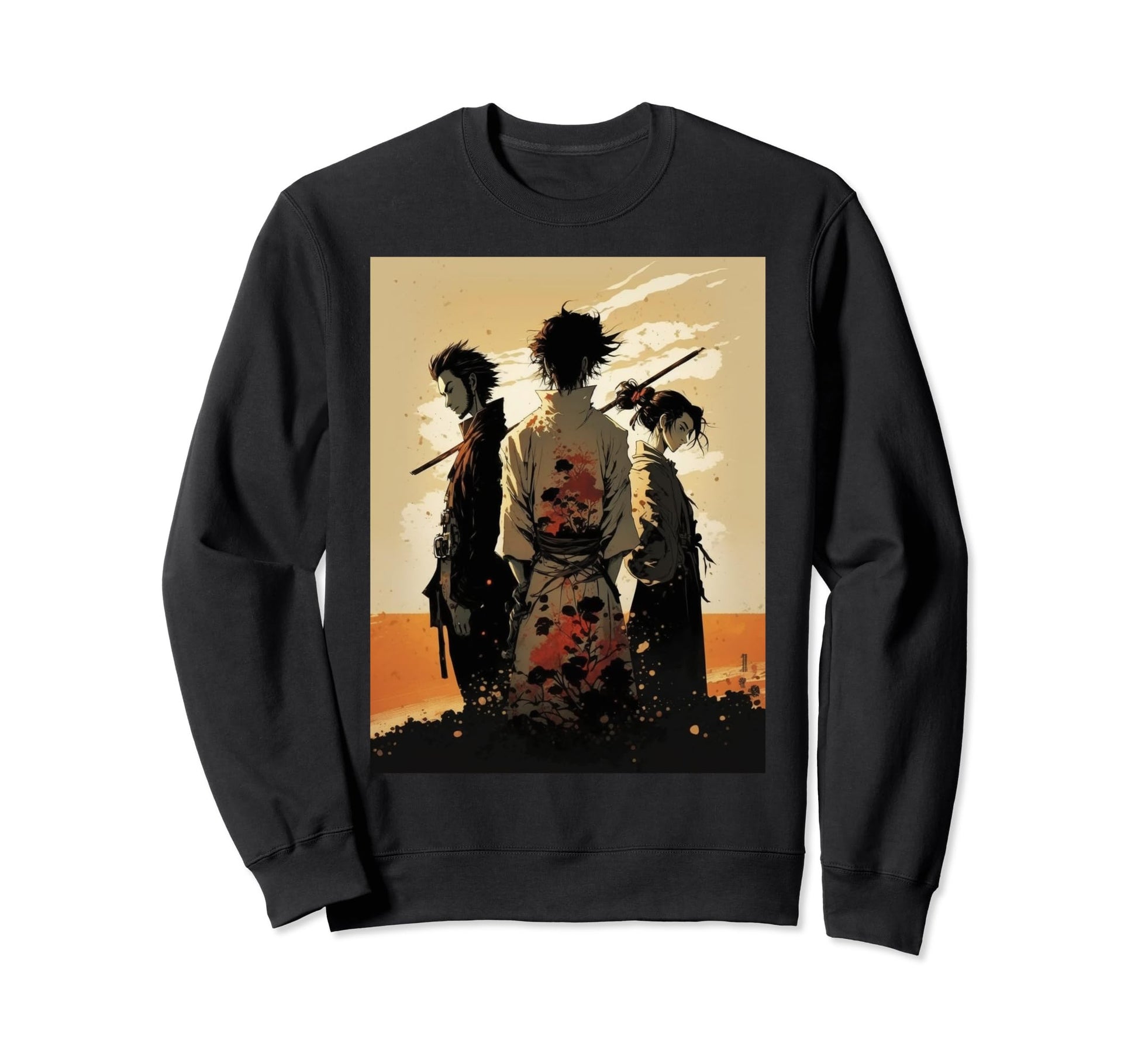 Japan Anime Mask Kitsune Samurai Sweatshirt - Minimalist Print for Adults - T-Shirt, Sweatshirt, Hoodie