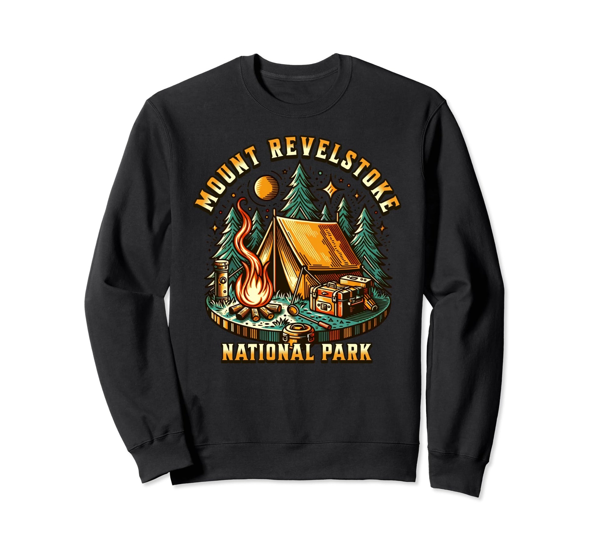 Camping Forest Campfire Mount Sweatshirt - Minimalist Print Men Women - T-Shirt, Sweatshirt, Hoodie