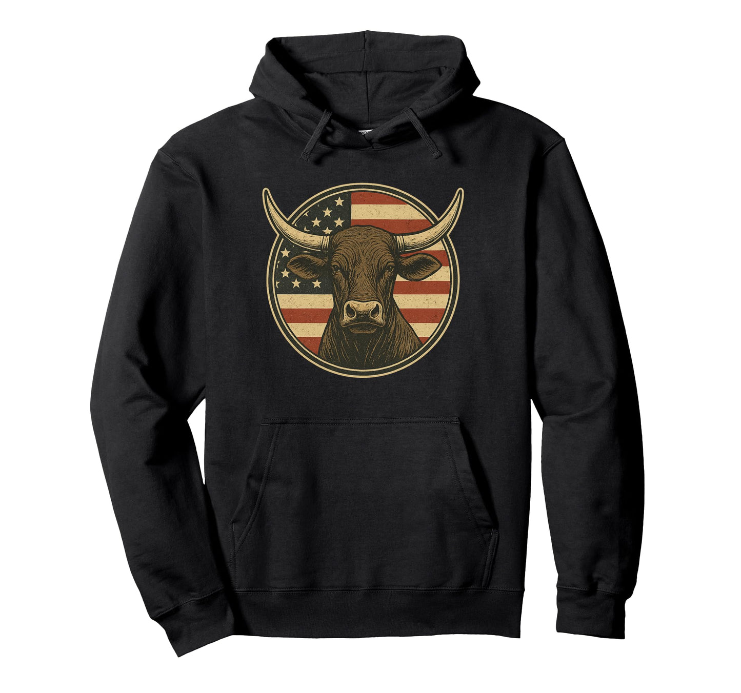 Usa Bull Western Rodeo Patriotic Cowboy Hoodie - Graphic Print Men Women - T-Shirt, Sweatshirt, Hoodie