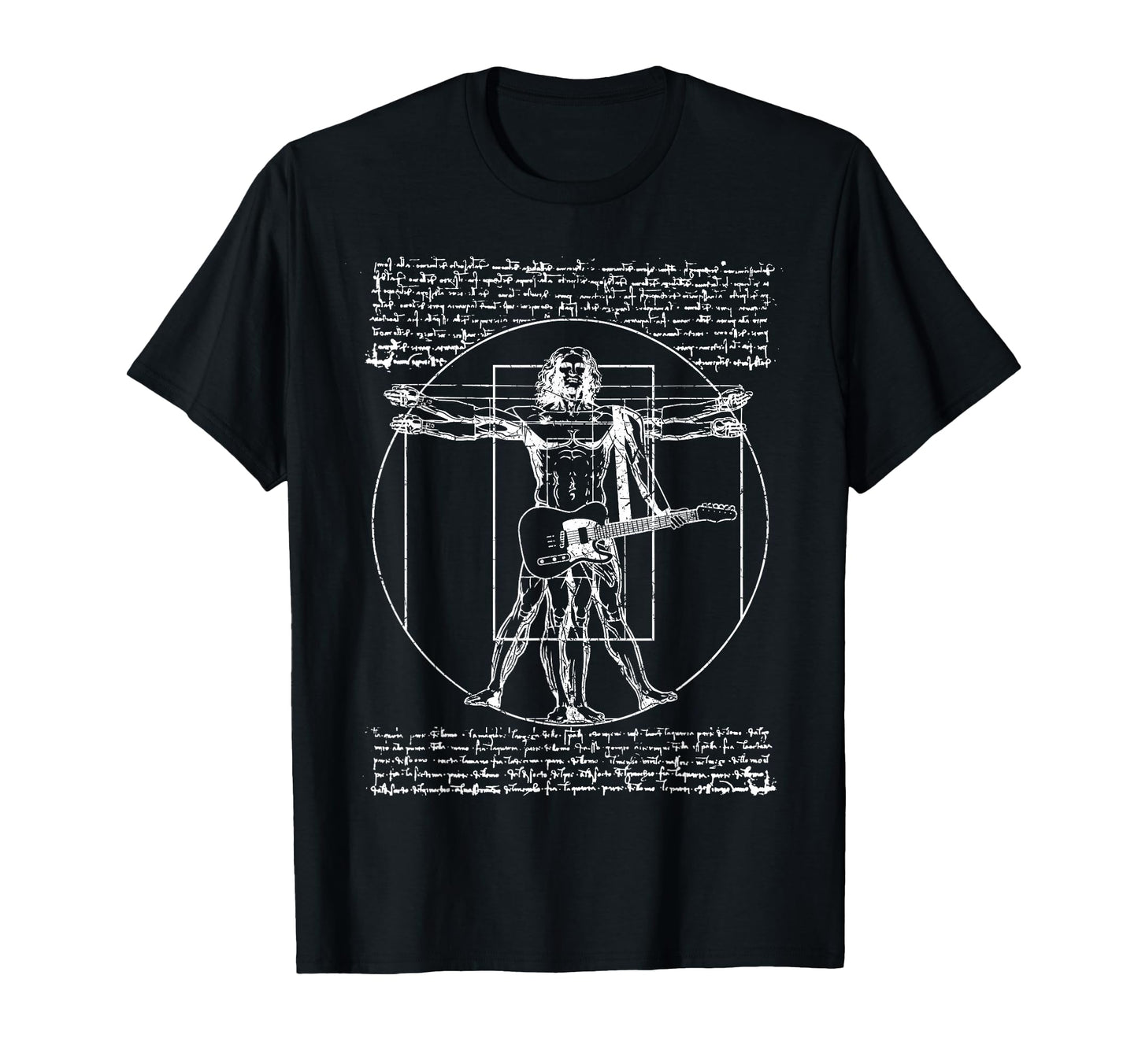 Da Vinci Vitruvian Guitar Rock Music T-Shirt - Fun Novelty Design Unisex - T-Shirt, Sweatshirt, Hoodie