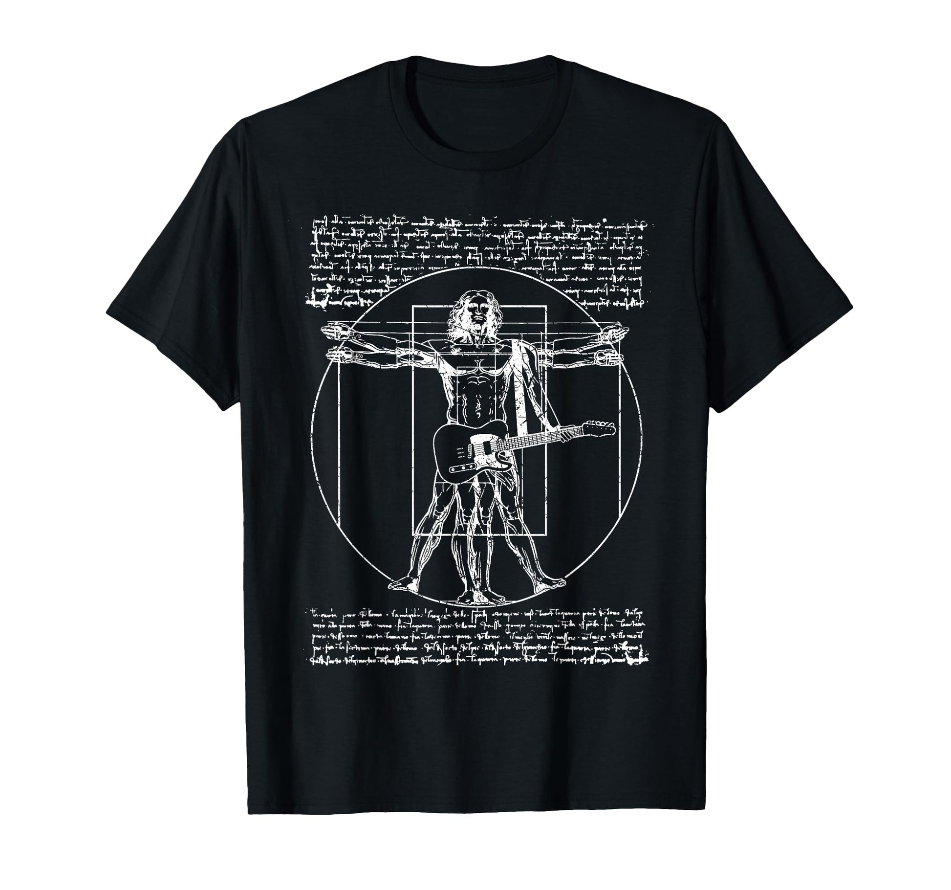 Da Vinci Vitruvian Guitar Rock Music T-Shirt - Fun Novelty Design Unisex - T-Shirt, Sweatshirt, Hoodie