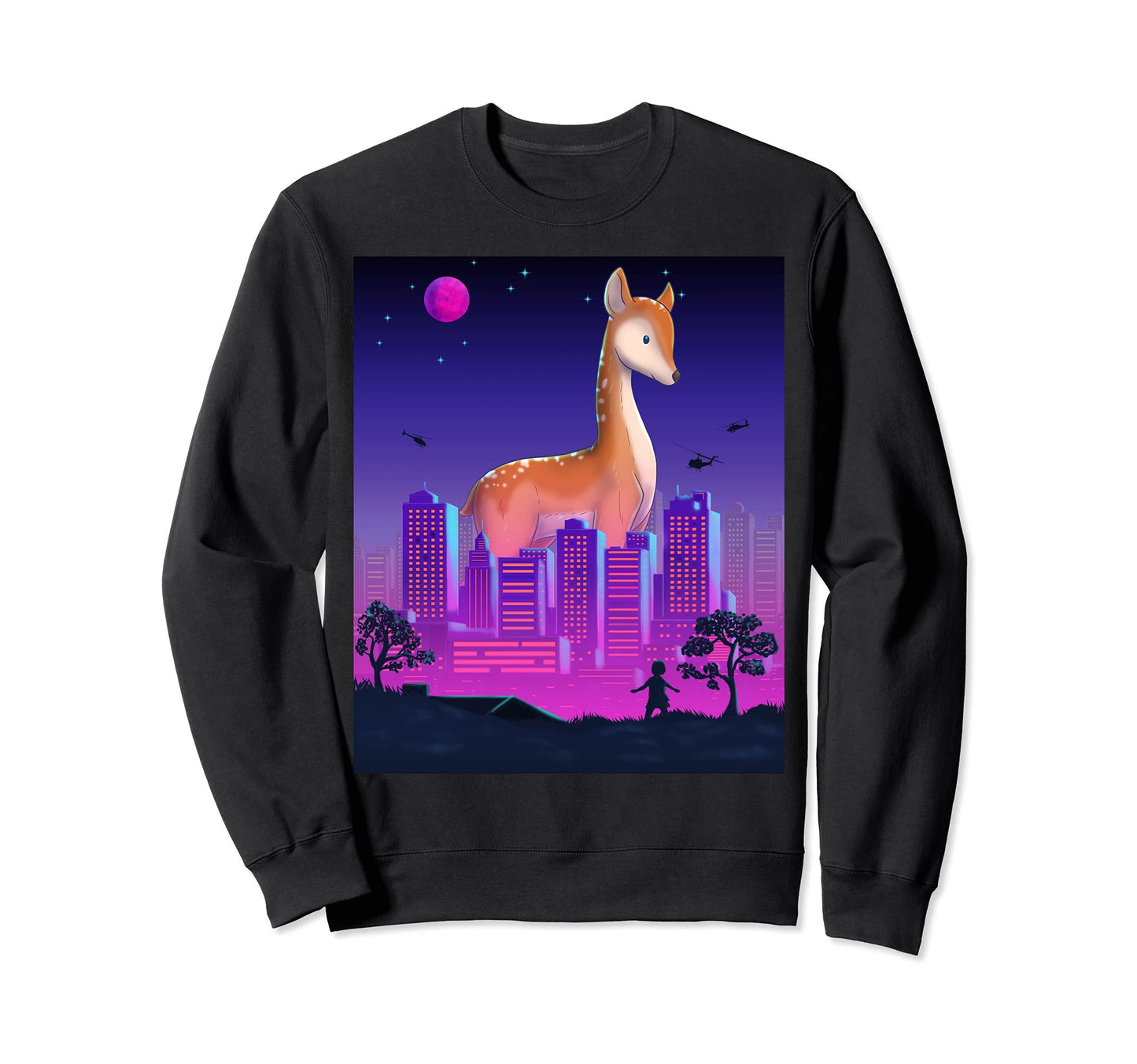 Giant Deer Vaporwave Synthwave Sweatshirt - Casual Everyday Wear Men Women - T-Shirt, Sweatshirt, Hoodie