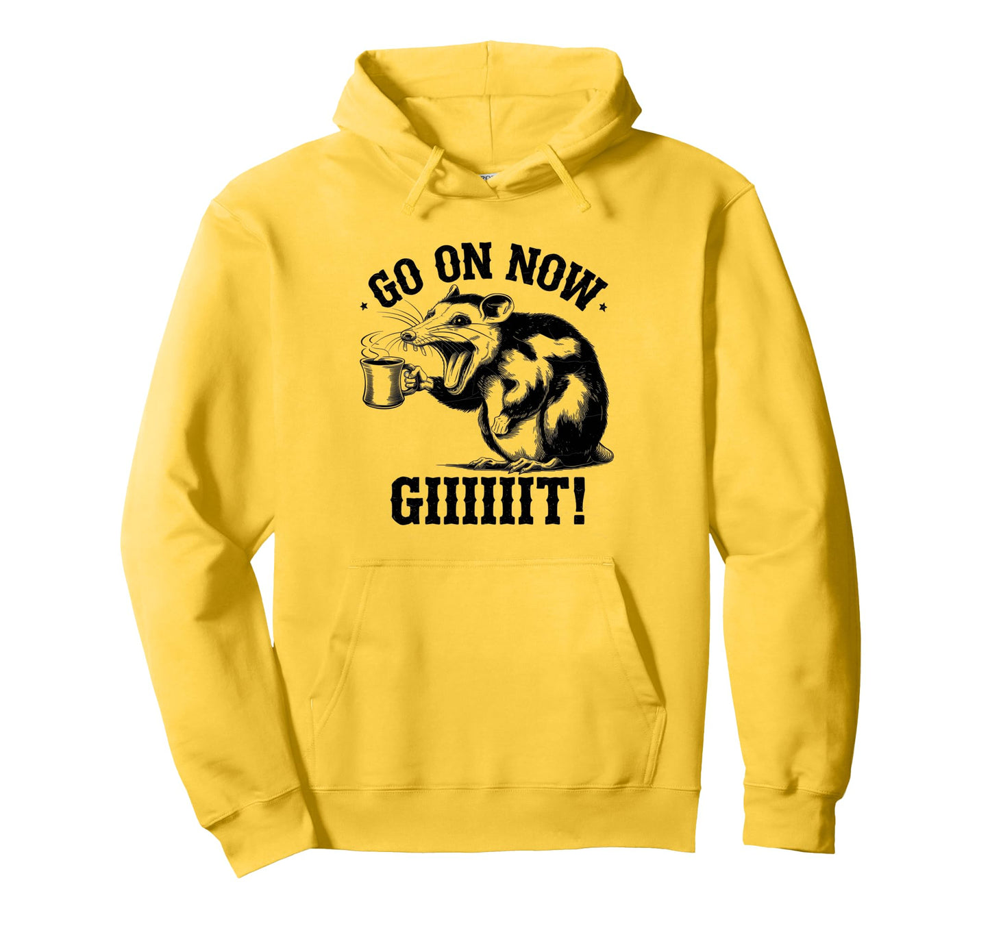 Go Now Git Cowboy Opossum Country Western Hoodie - Graphic Print Men Women - T-Shirt, Sweatshirt, Hoodie