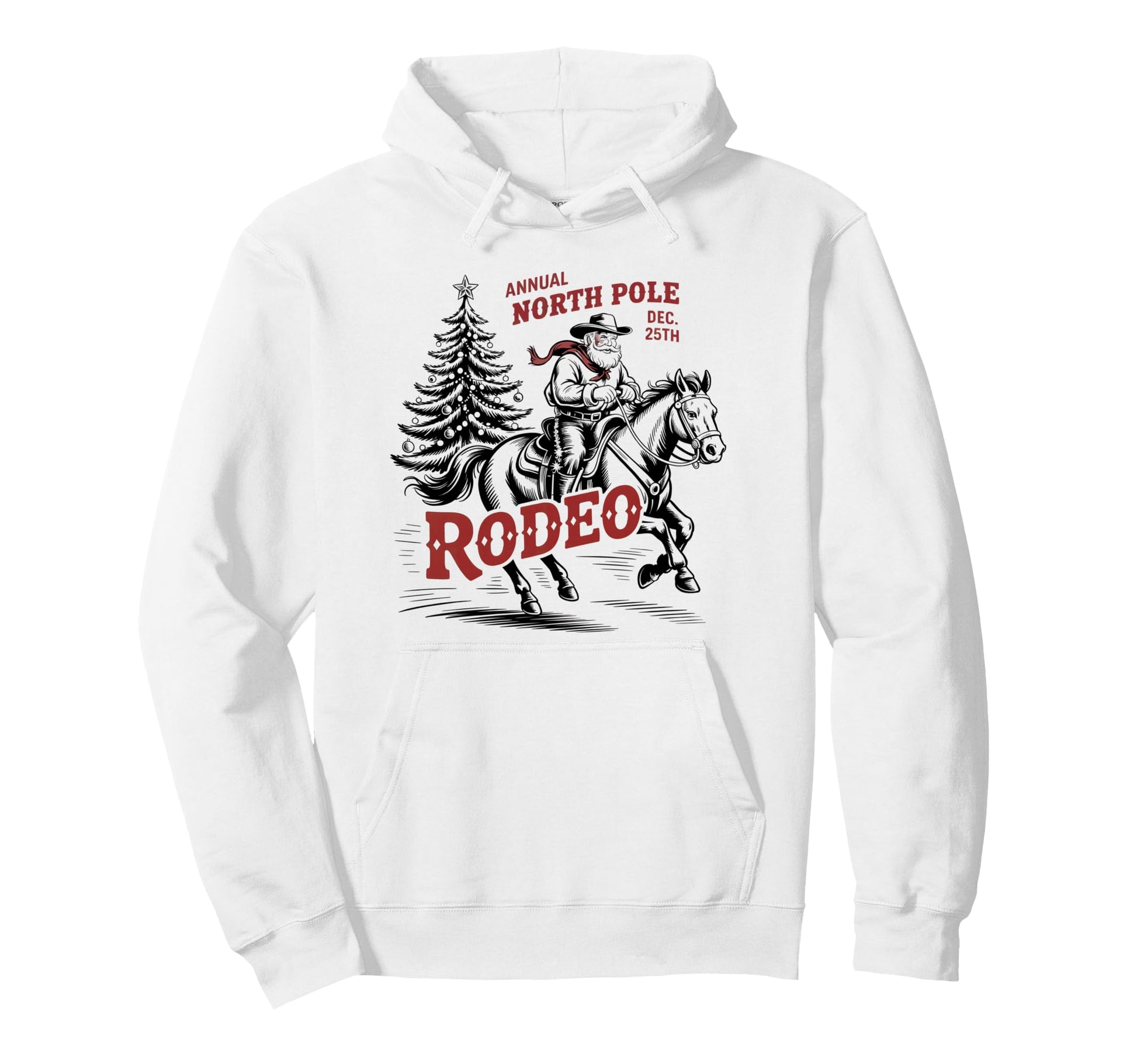 Annual North Pole Rodeo Santa Western Hoodie - Aesthetic Graphic Men Women - T-Shirt, Sweatshirt, Hoodie