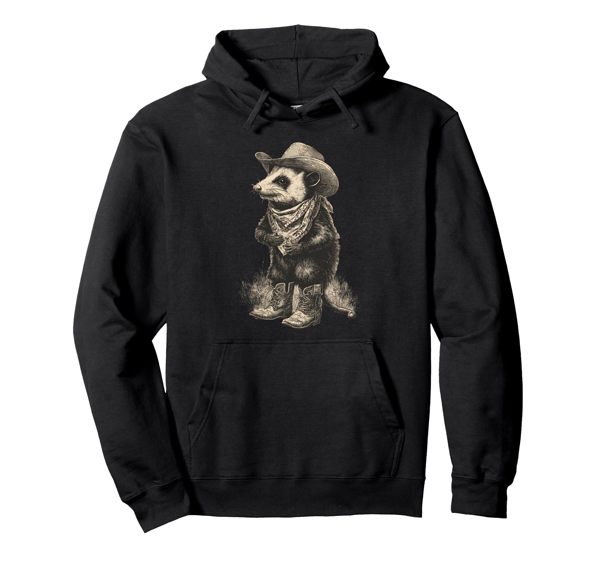 Country Cowboy Opossum Rodeo Possum Hoodie - Streetwear Style for Adults - T-Shirt, Sweatshirt, Hoodie