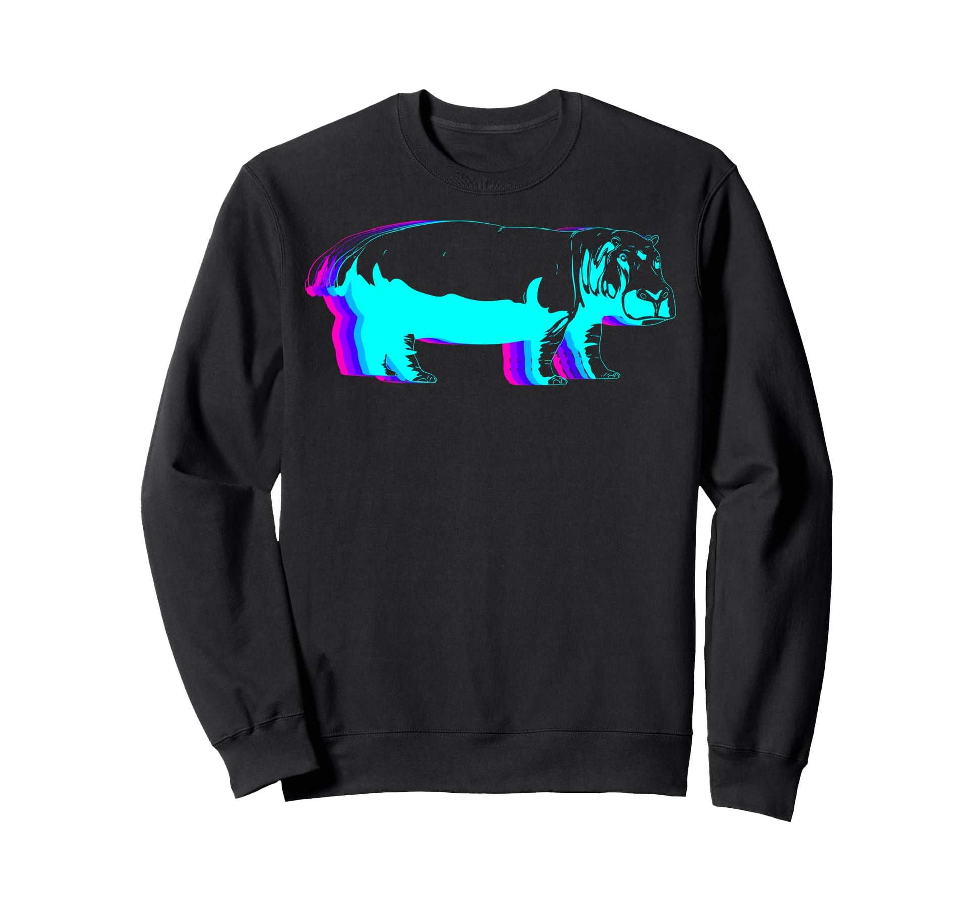 Hippo Hippopotamus Vaporwave Sweatshirt - Fun Novelty Design for Adults - T-Shirt, Sweatshirt, Hoodie