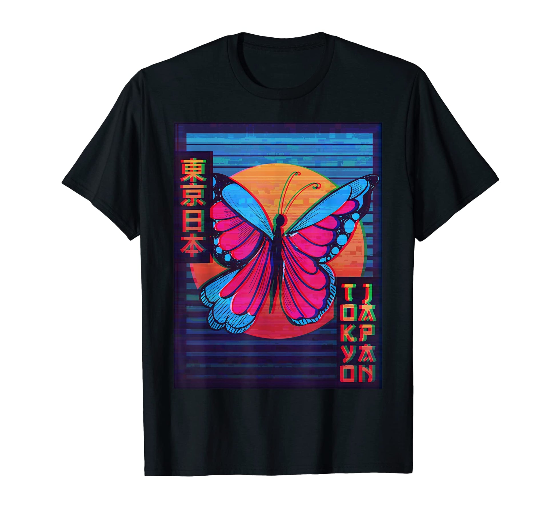 Butterfly Tokyo Japan Vaporwave T-Shirt - Unique Graphic Men Women - T-Shirt, Sweatshirt, Hoodie
