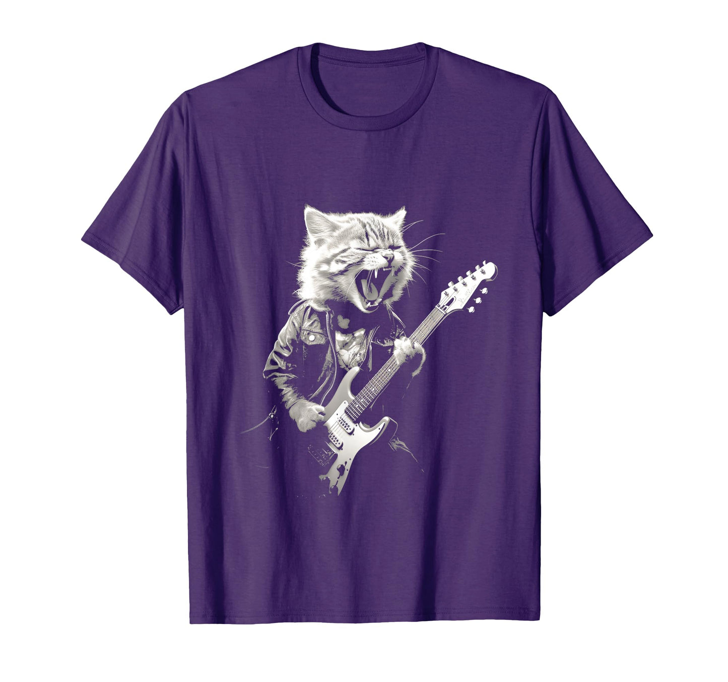 Rock Cat Playing Guitar Funny T-Shirt - Aesthetic Graphic for Adults - T-Shirt, Sweatshirt, Hoodie