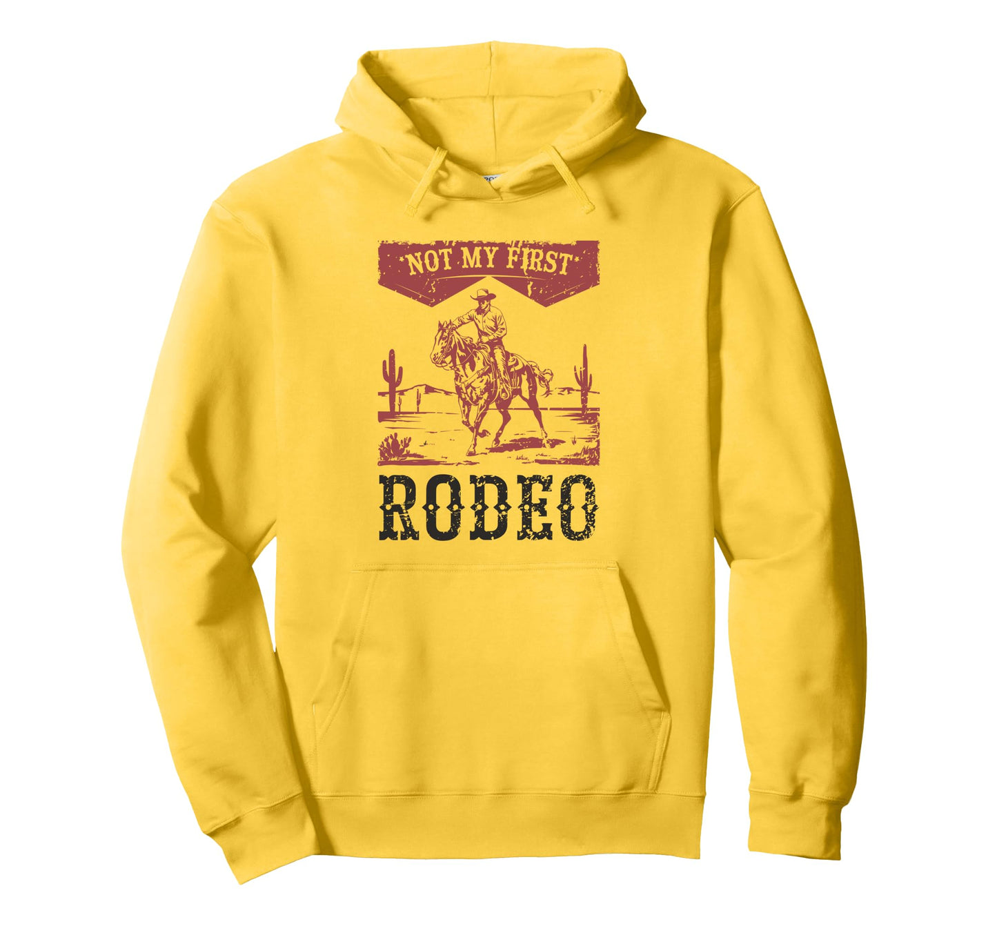 Not My First Rodeo Bronc Riding White Hoodie - Graphic Print Men Women - T-Shirt, Sweatshirt, Hoodie
