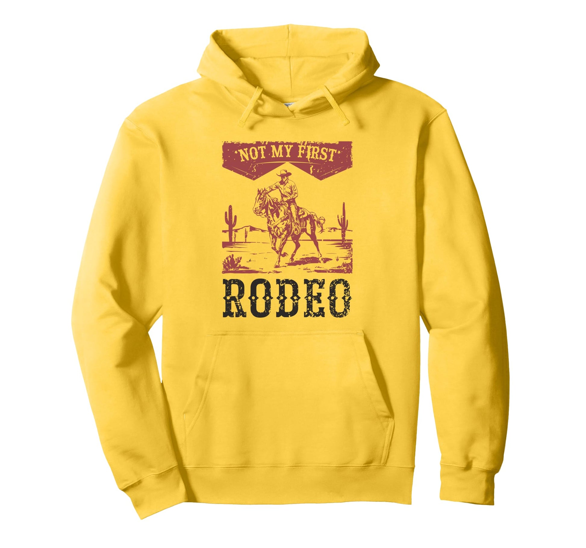 Not My First Rodeo Bronc Riding White Hoodie - Graphic Print Men Women - T-Shirt, Sweatshirt, Hoodie