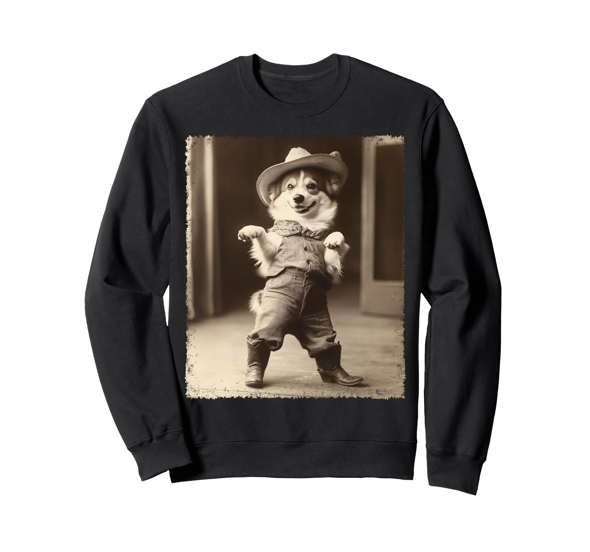 Funny Dog Corgi Silly Cowboy Meme Sweatshirt - Fun Novelty Design Unisex - T-Shirt, Sweatshirt, Hoodie