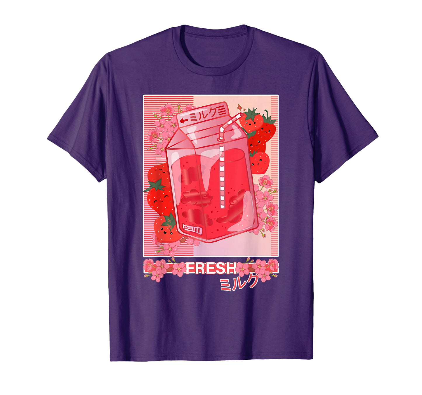 Japanese 90S Kawaii Strawberry Milk T-Shirt - Aesthetic Graphic for Adults - T-Shirt, Sweatshirt, Hoodie