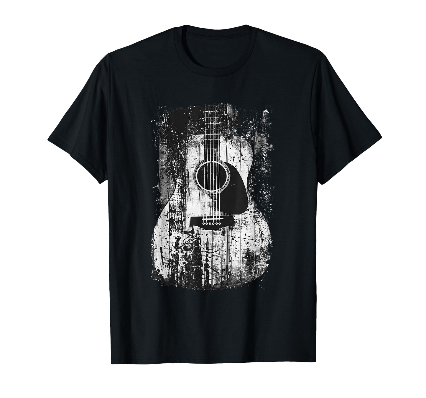 Acoustic Guitar Distressed Rock Roll T-Shirt - Aesthetic Graphic Men Women - T-Shirt, Sweatshirt, Hoodie