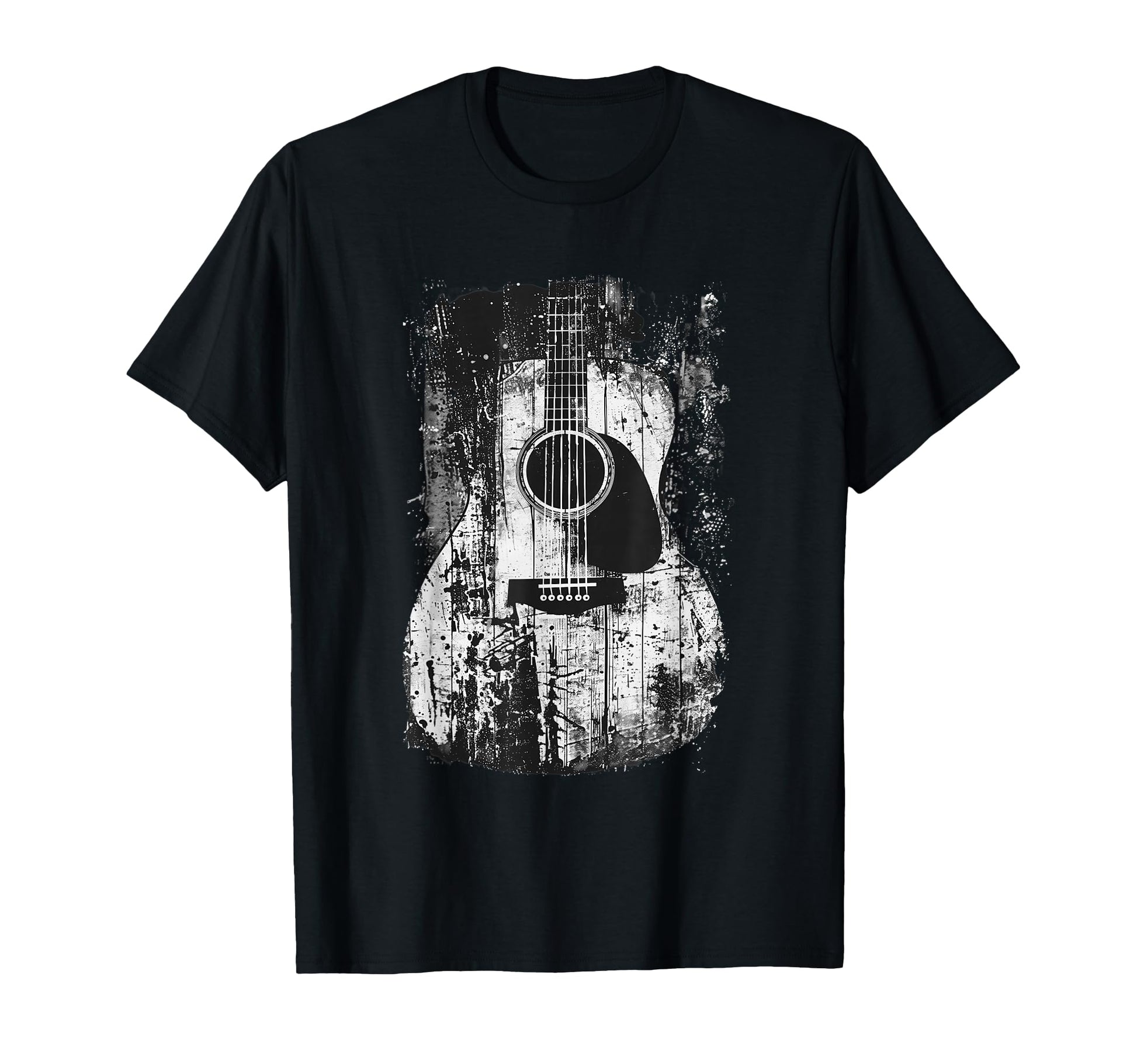 Acoustic Guitar Distressed Rock Roll T-Shirt - Aesthetic Graphic Men Women - T-Shirt, Sweatshirt, Hoodie