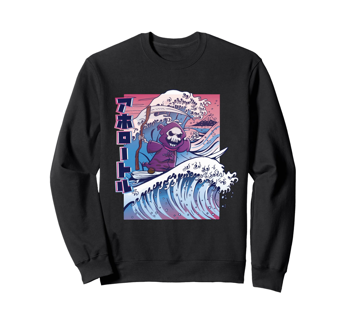 Japanese Vaporwave Grim Reaper Sweatshirt - Aesthetic Graphic for Adults - T-Shirt, Sweatshirt, Hoodie