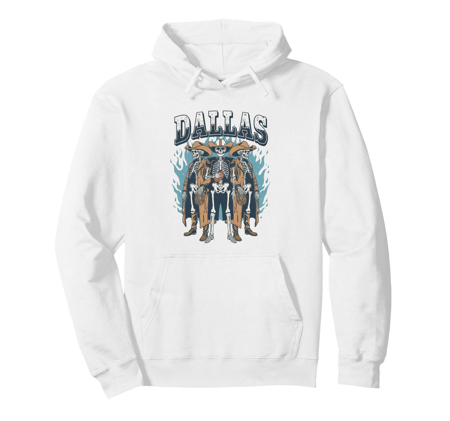 Dallas Skeleton Cowboys Western Hoodie - Fun Novelty Design for Adults - T-Shirt, Sweatshirt, Hoodie