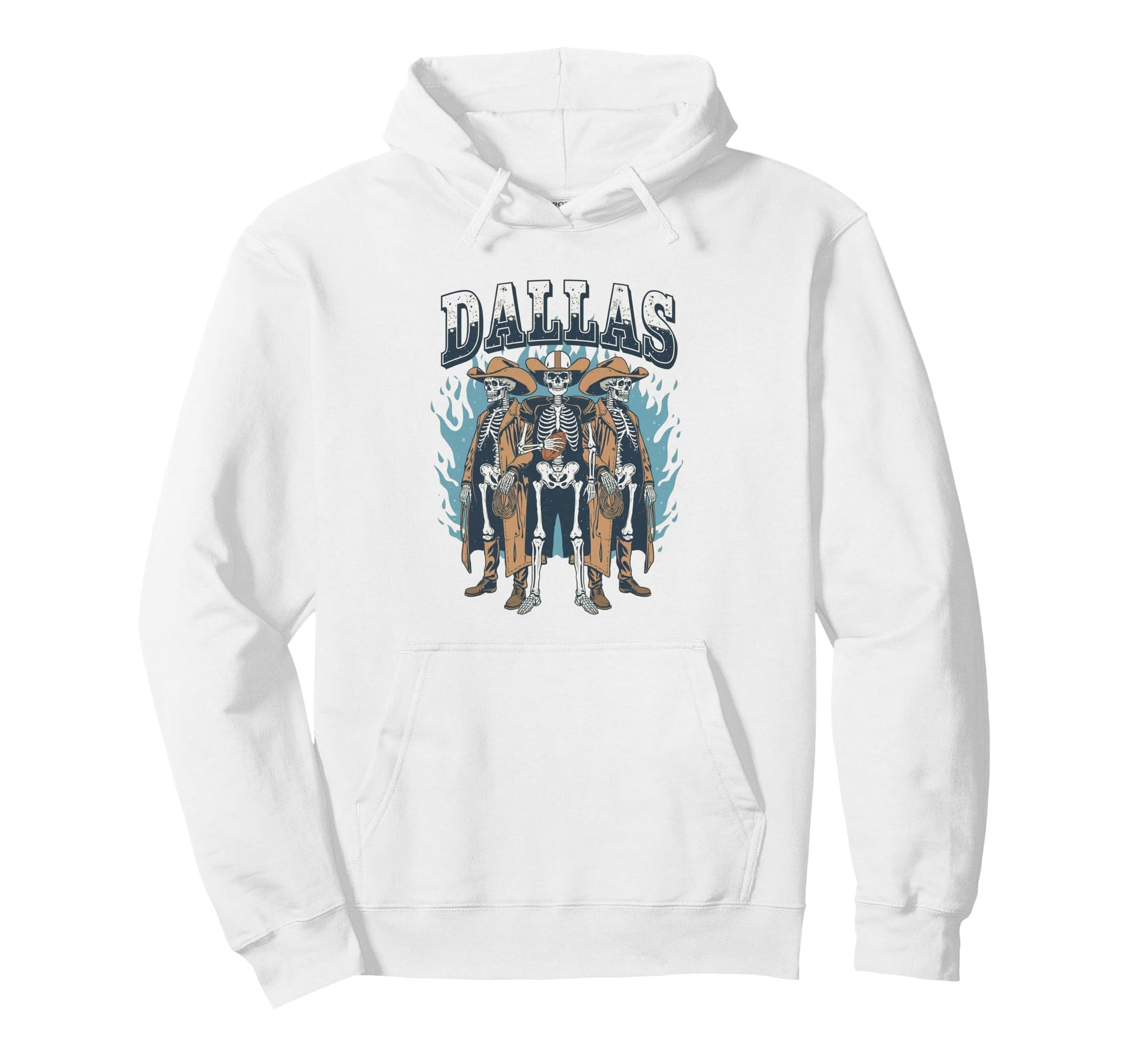 Dallas Skeleton Cowboys Western Hoodie - Fun Novelty Design for Adults - T-Shirt, Sweatshirt, Hoodie