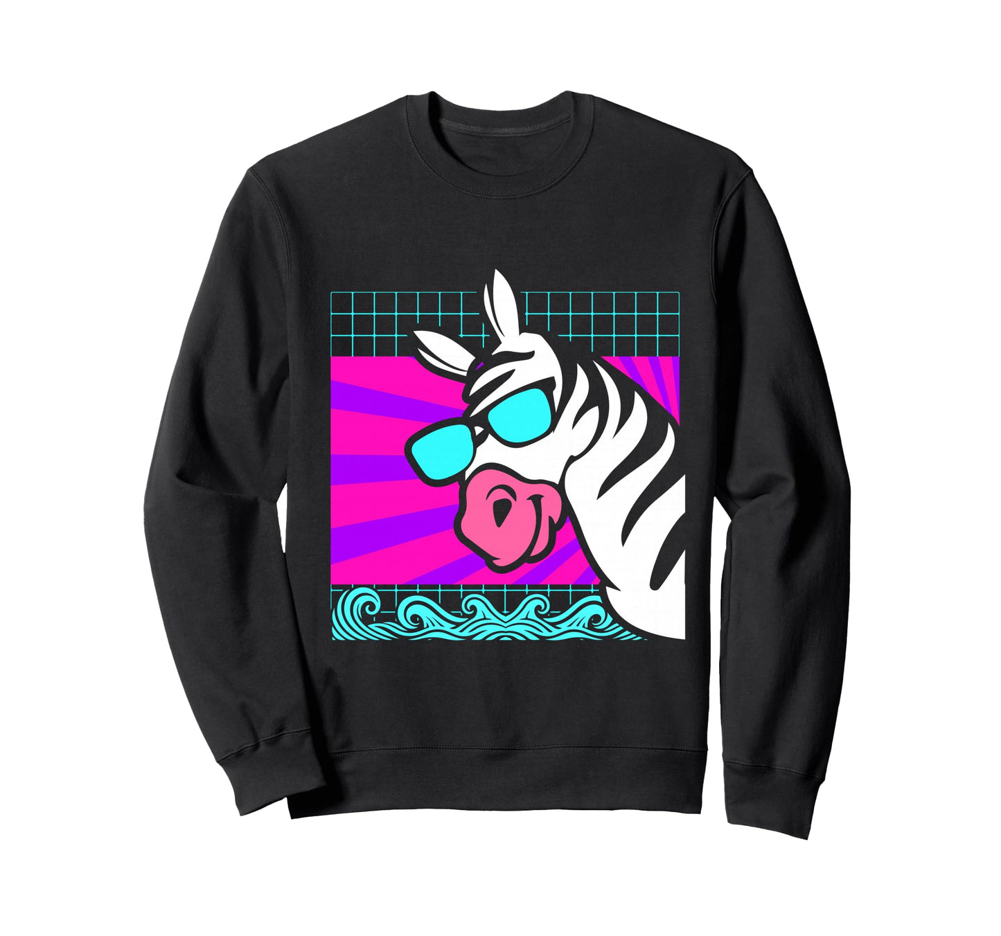 Aesthetic Vaporwave Outfits Zebra Sweatshirt - Graphic Print Unisex - T-Shirt, Sweatshirt, Hoodie
