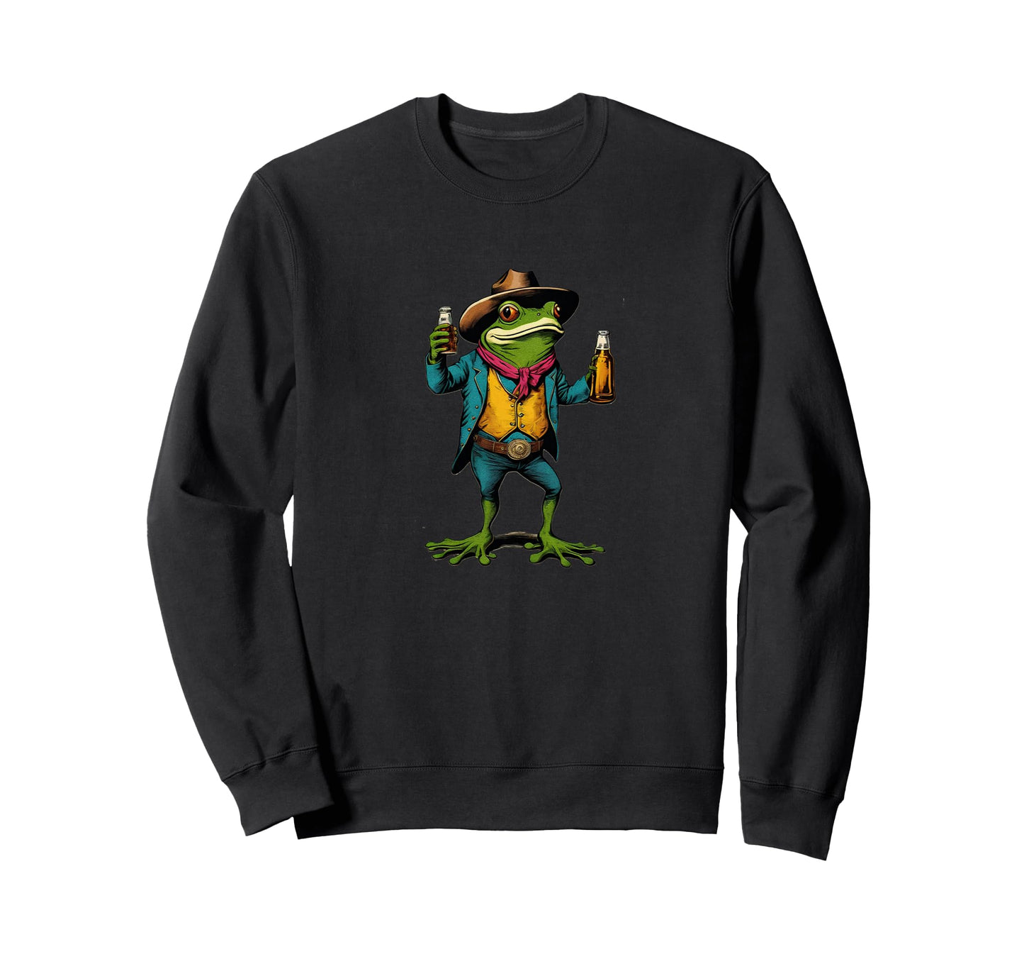 Frog W Beer Fun Party Western Sweatshirt - Fun Novelty Design for Adults - T-Shirt, Sweatshirt, Hoodie