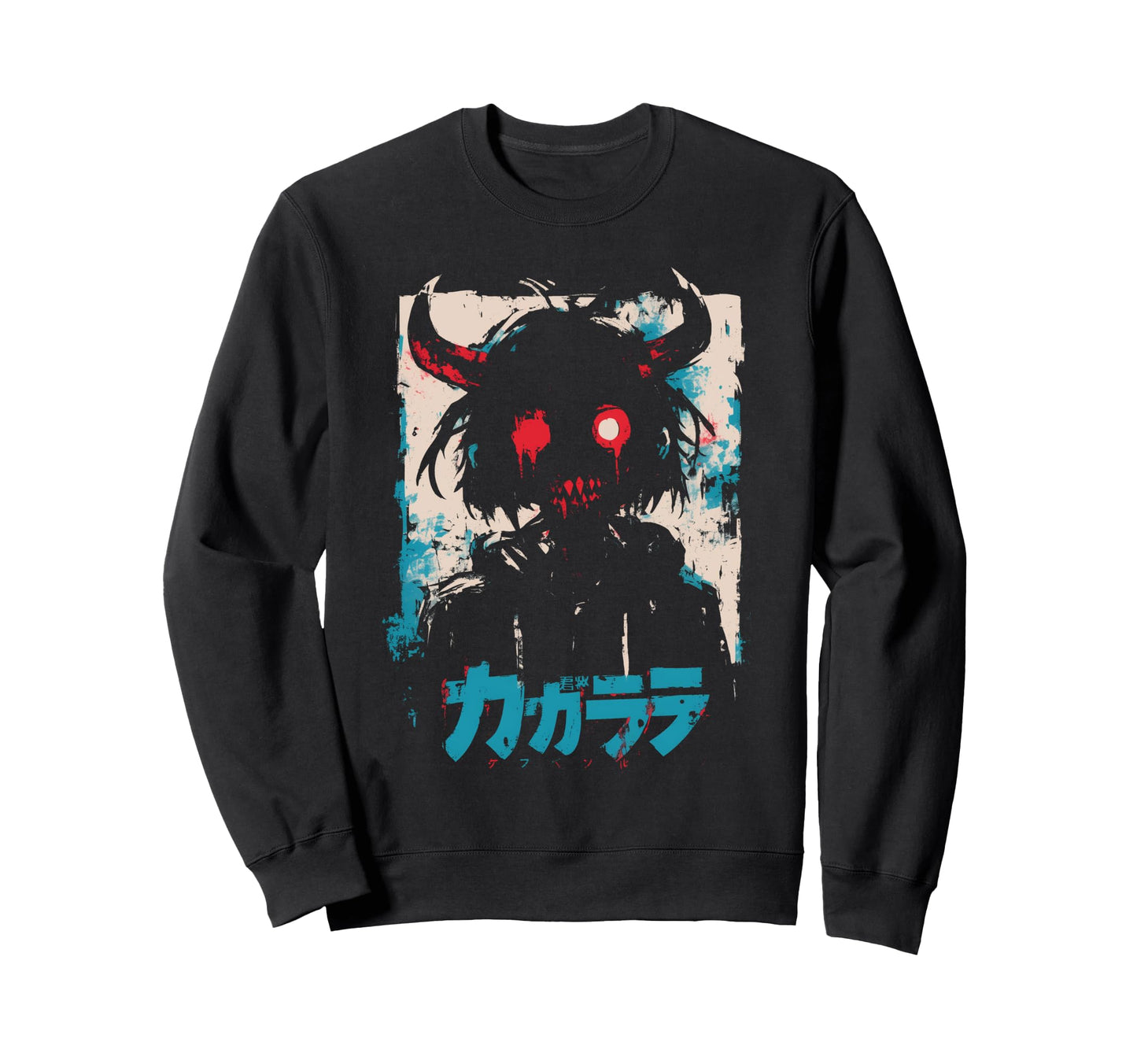 Goth Grunge Demon Anime Waifu Horror Sweatshirt - Graphic Print for Adults - T-Shirt, Sweatshirt, Hoodie