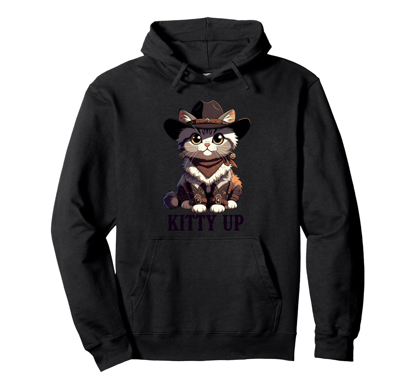 Funny Cat Cowboy Kitty Up Western Feline Hoodie - Novelty Apparel Unisex - T-Shirt, Sweatshirt, Hoodie