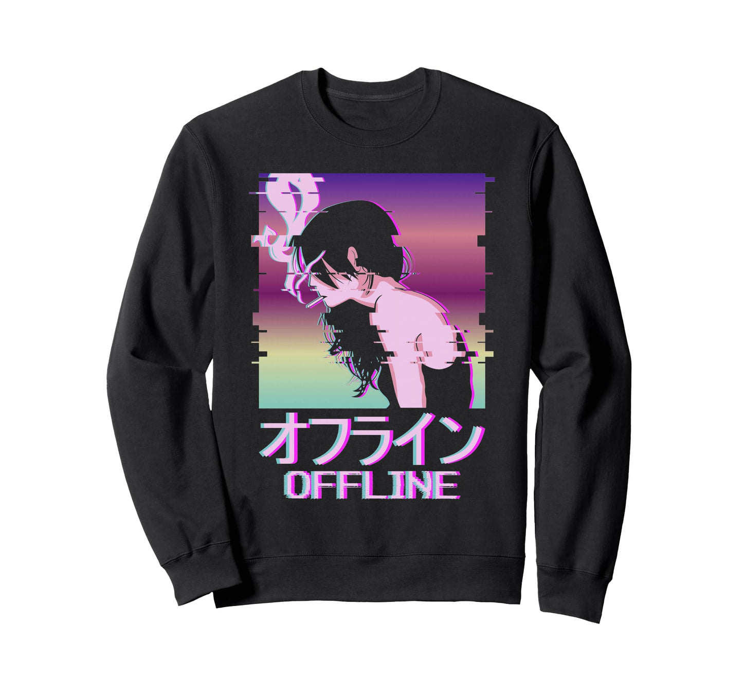Offline Japanese Vaporwave Alt Sweatshirt - Fun Novelty Design for Adults - T-Shirt, Sweatshirt, Hoodie