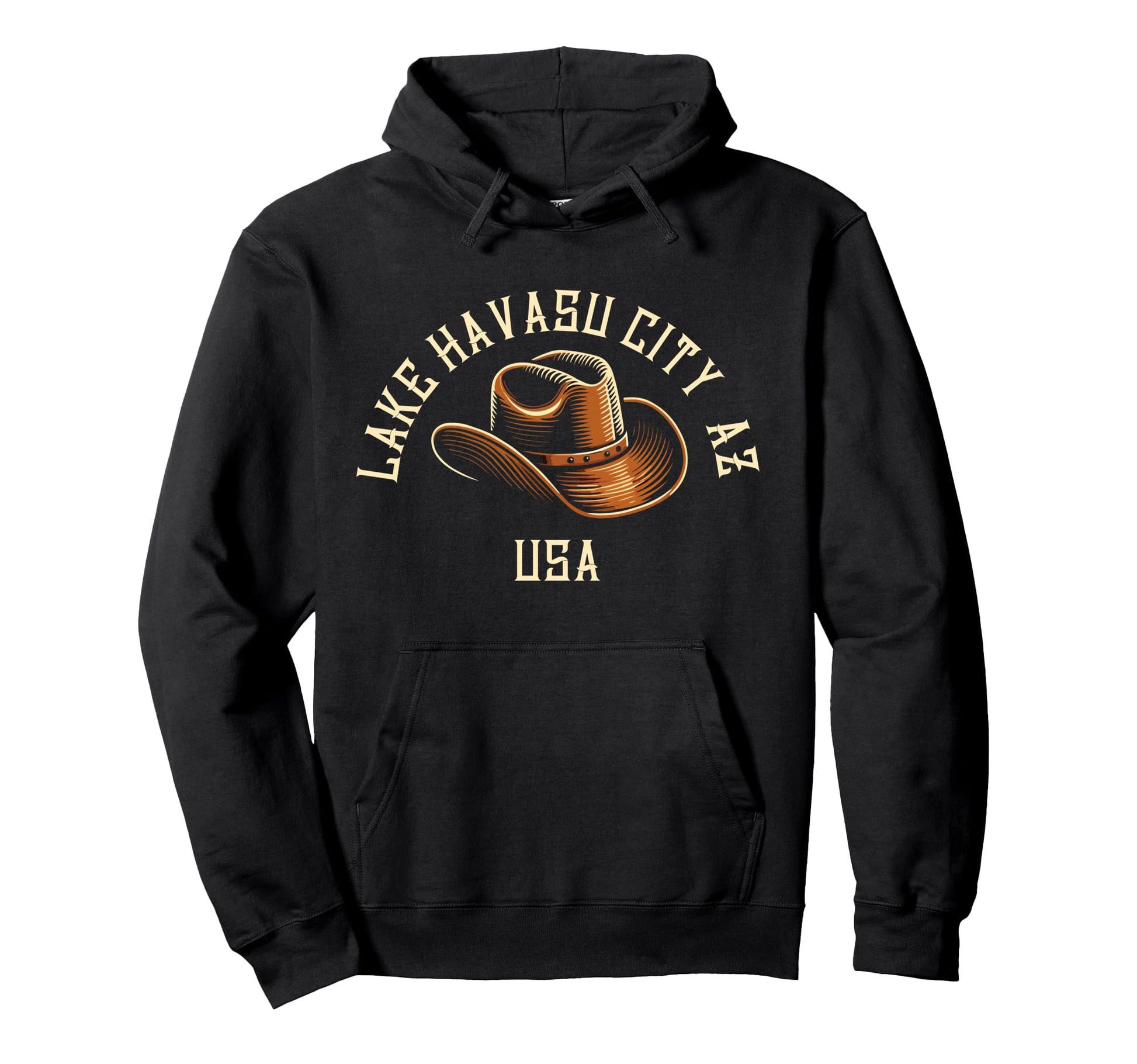 Lake Havasu City Az Usa Cowboy Hat Hoodie - Custom Art Print Unisex - T-Shirt, Sweatshirt, Hoodie