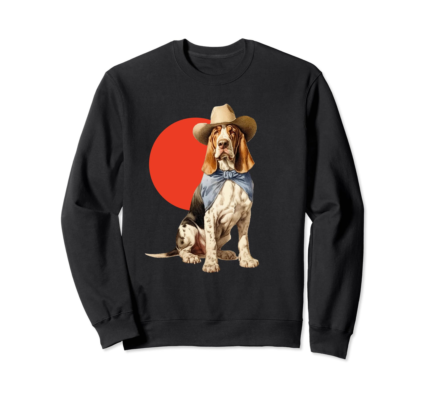 Basset Hound Cowboy Western Sweatshirt - Custom Art Print Men Women - T-Shirt, Sweatshirt, Hoodie