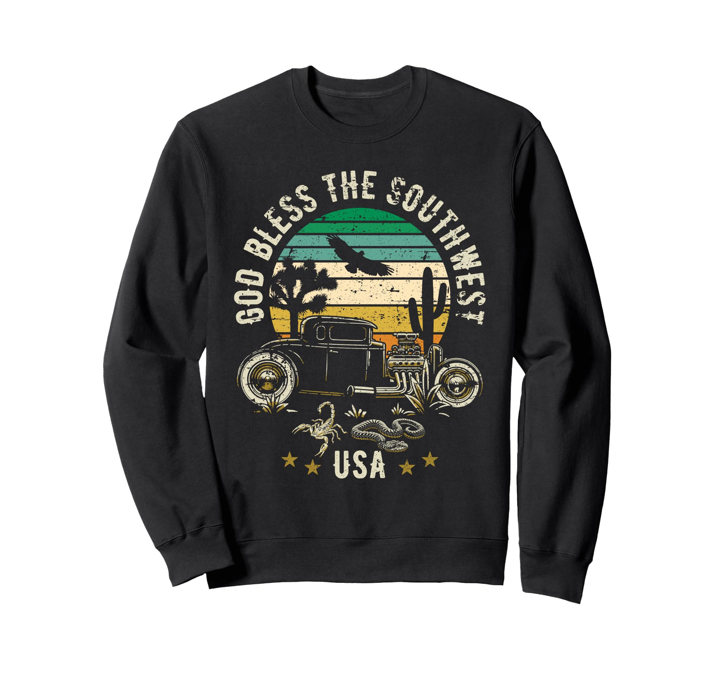 God Bless Southwest Usa Hotrod Sweatshirt - Casual Everyday Wear Unisex - T-Shirt, Sweatshirt, Hoodie