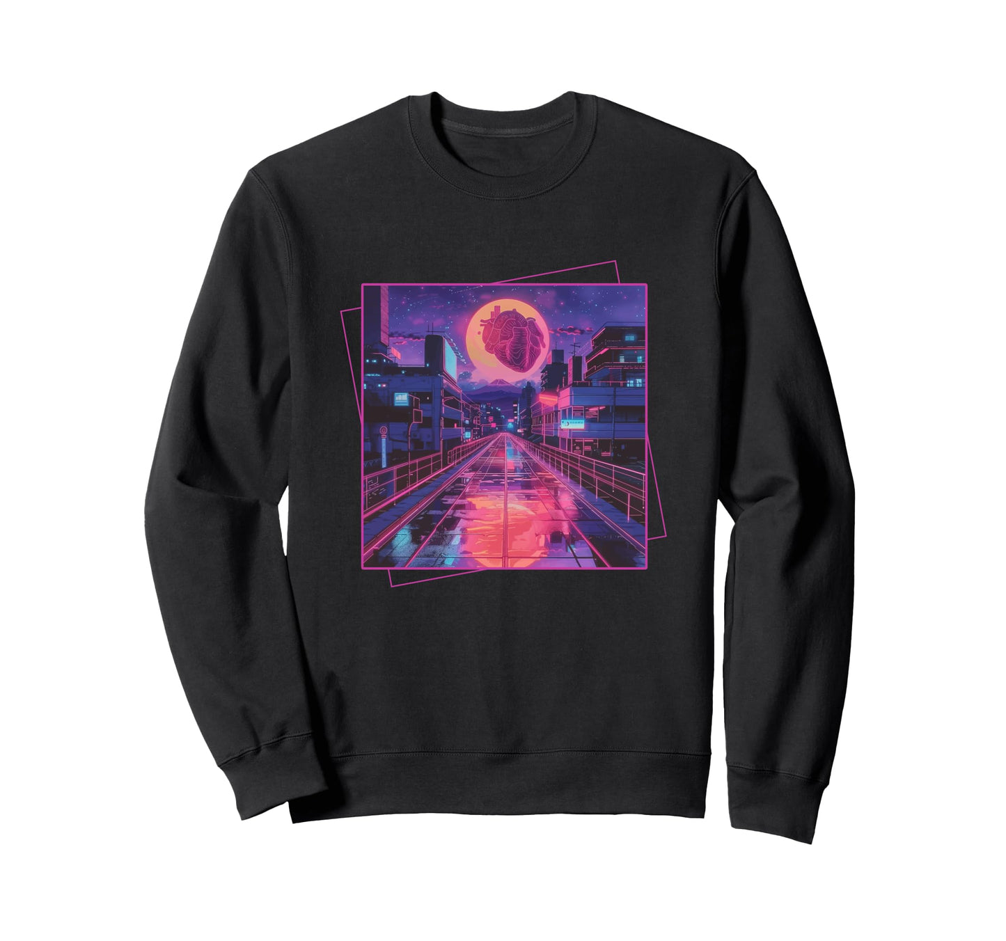 Vaporwave Heart Japanese Aesthetic Sweatshirt - Unique Graphic Men Women - T-Shirt, Sweatshirt, Hoodie