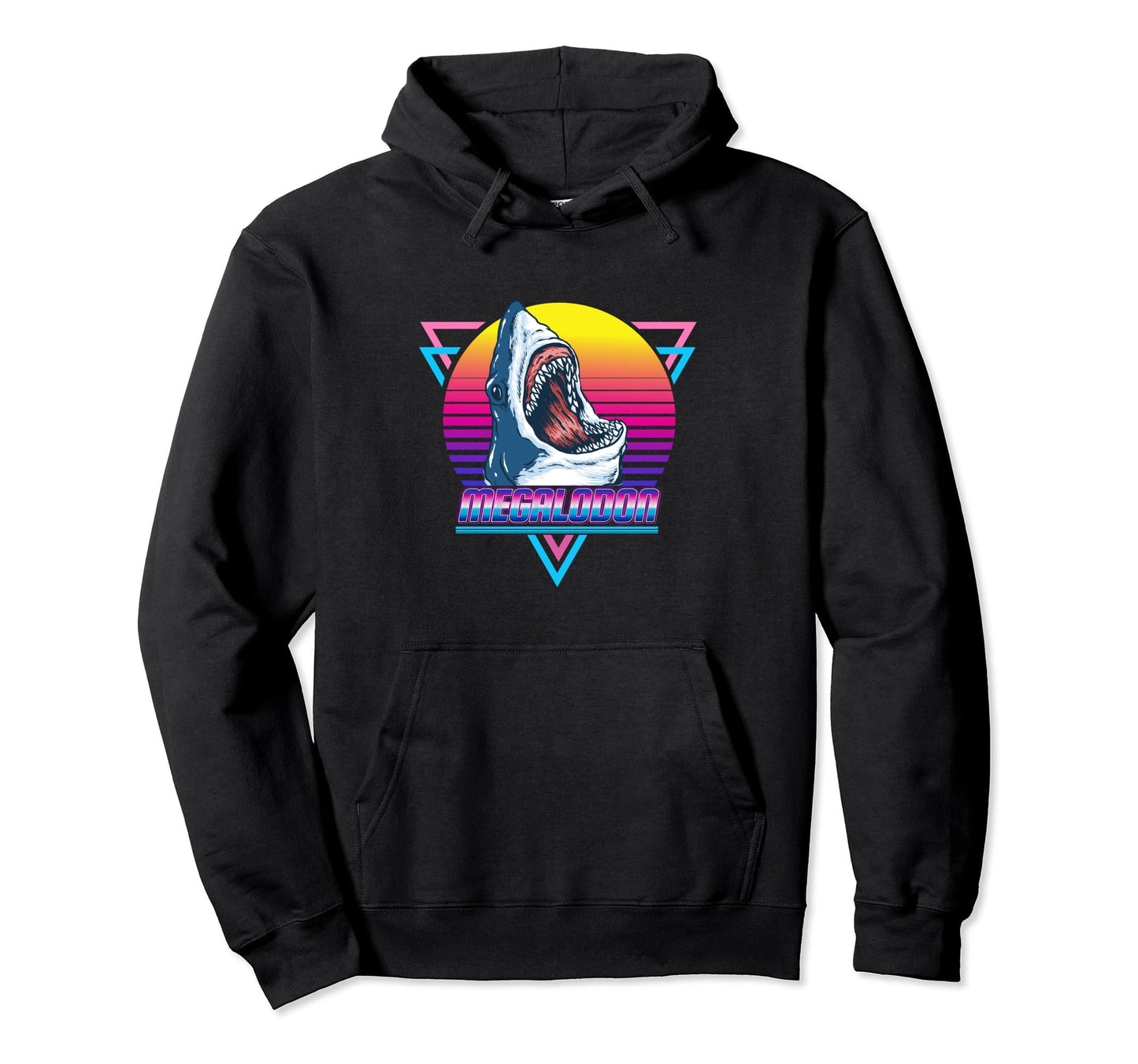 Megalodon Shark Lover Synthwave Hoodie - Fun Novelty Design Unisex - T-Shirt, Sweatshirt, Hoodie